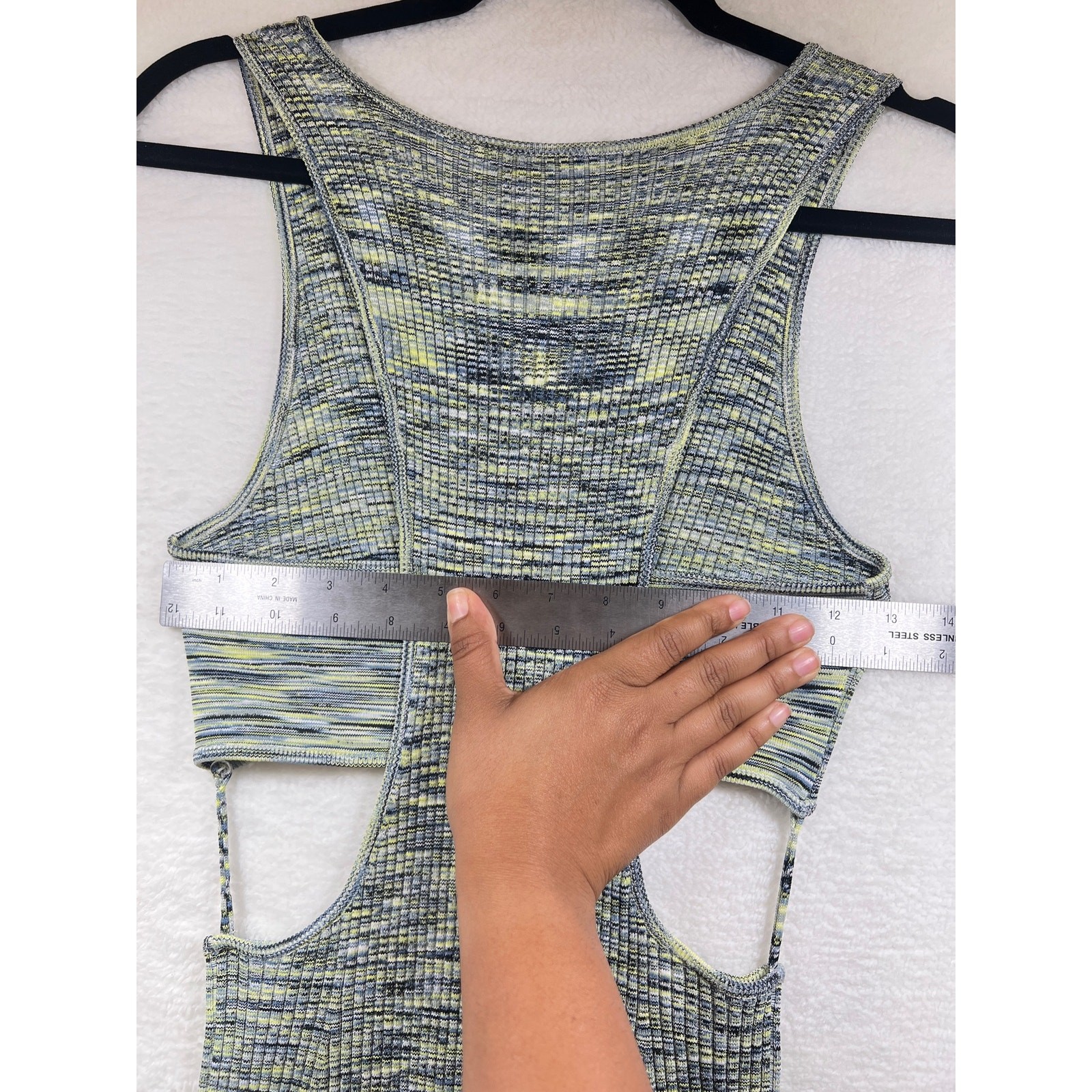 Jonathan Simkhai Colleen Midi Dress Medium Rib Knit Cut Out Basil Space