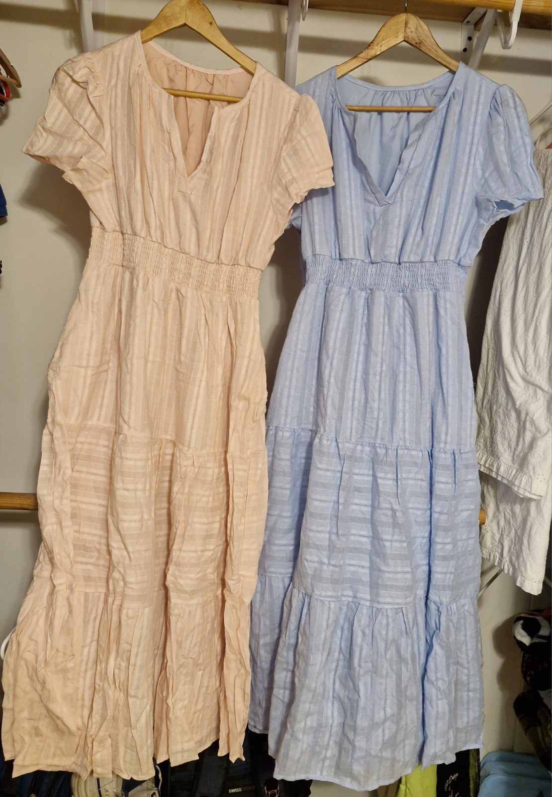 2 XL Maxi Dresses. Light Ink And Light Blue. Cotton Dress With Poly Lining.