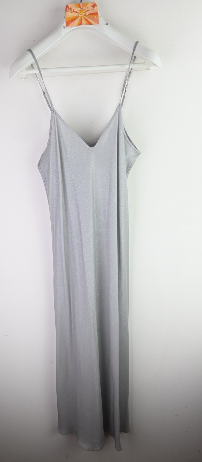 Silk Laundry “90’s silk slip dress” in silver size XL/UK14 BNWT