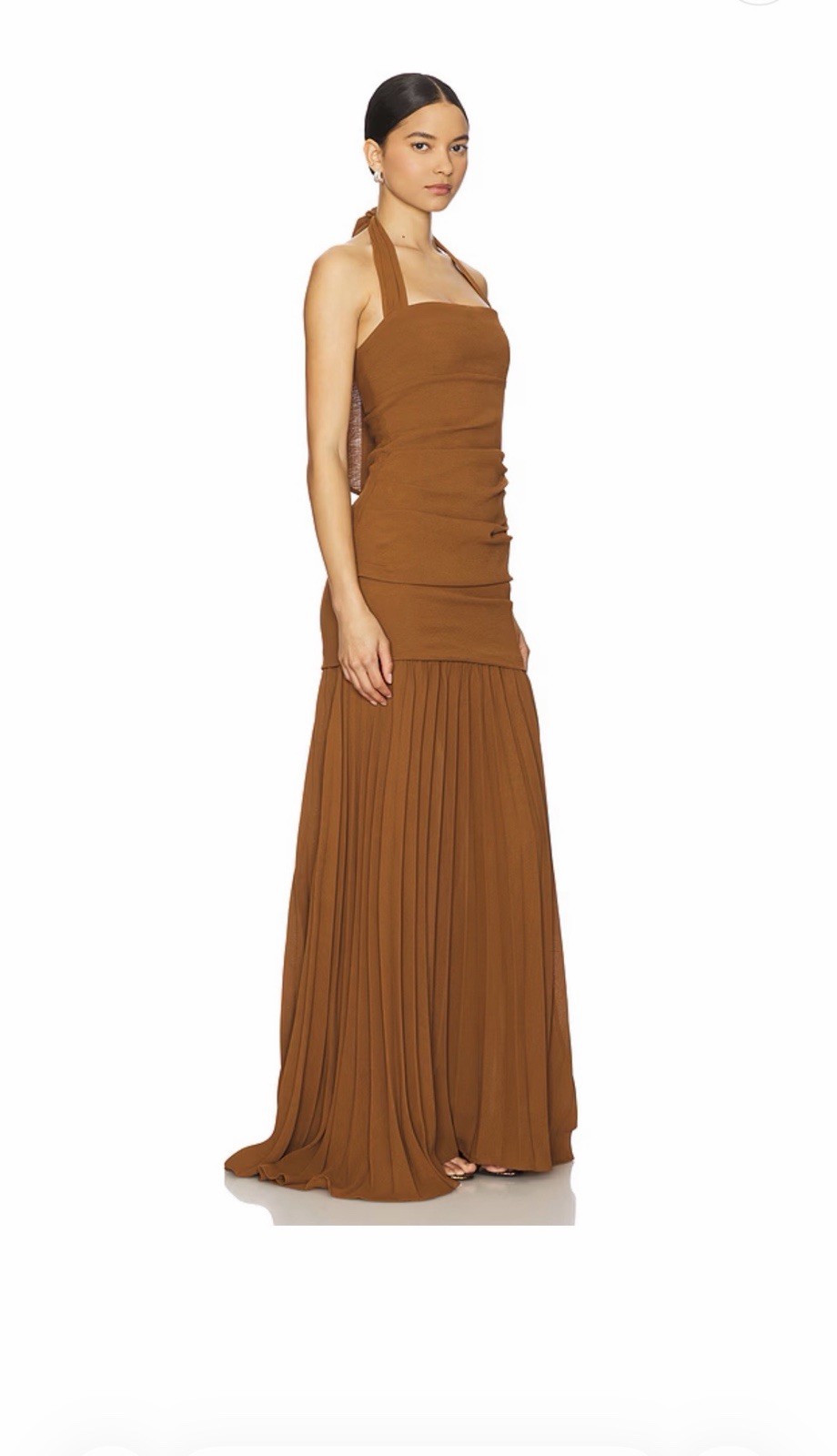DELFI COLLECTIVE Delilah long Dress halterneck pleated skirt size S NWT $428msrp