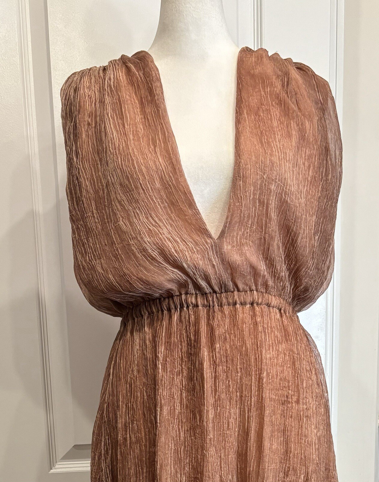BOBI BLACK (Revolve) Formal Maxi Dress XS Double V-neck Boho Flowy Feminine