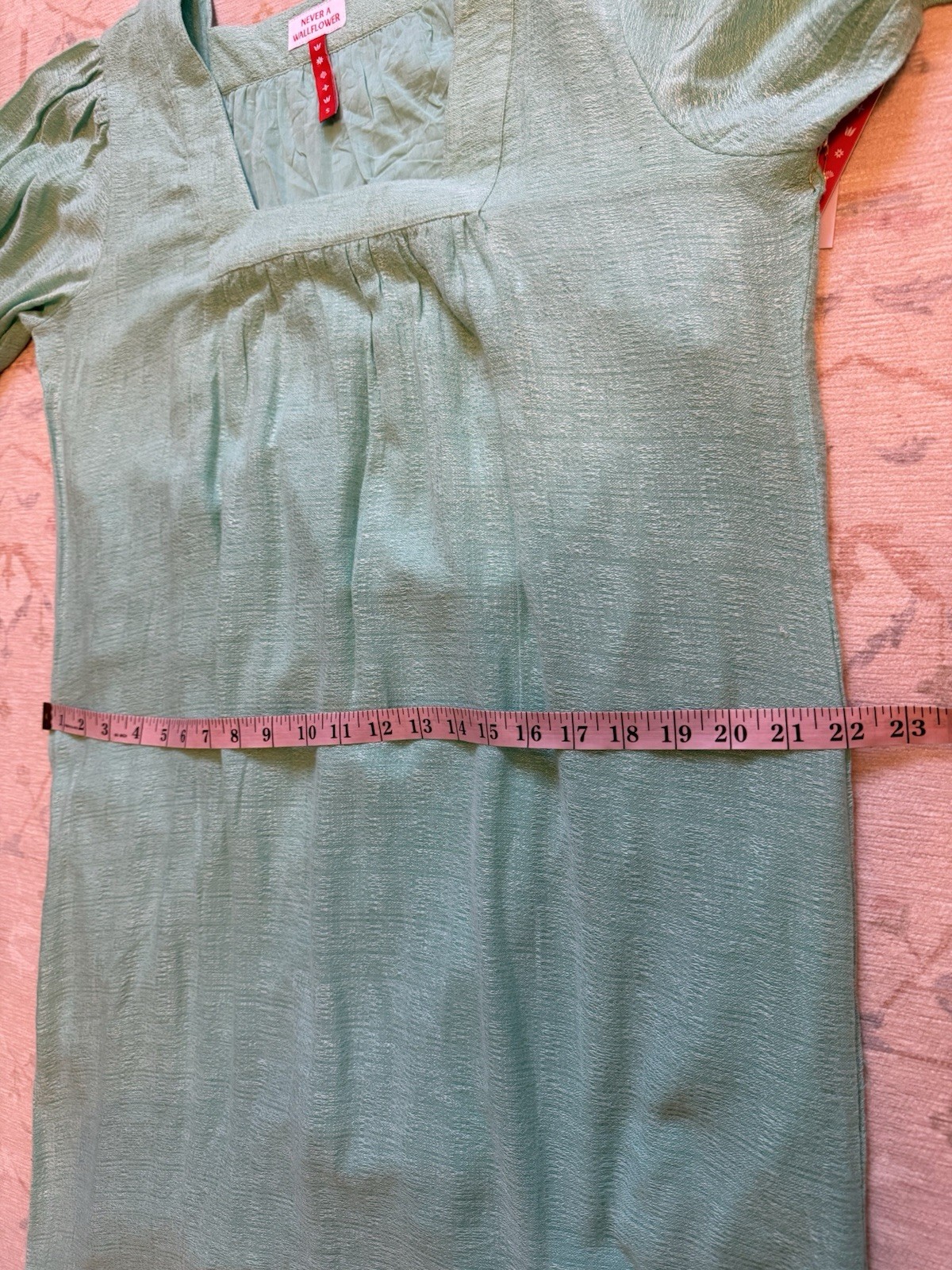 Never A Wallflower Square Neck Aqua Blue Maxi Muumuu Dress Pockets Side Slits S