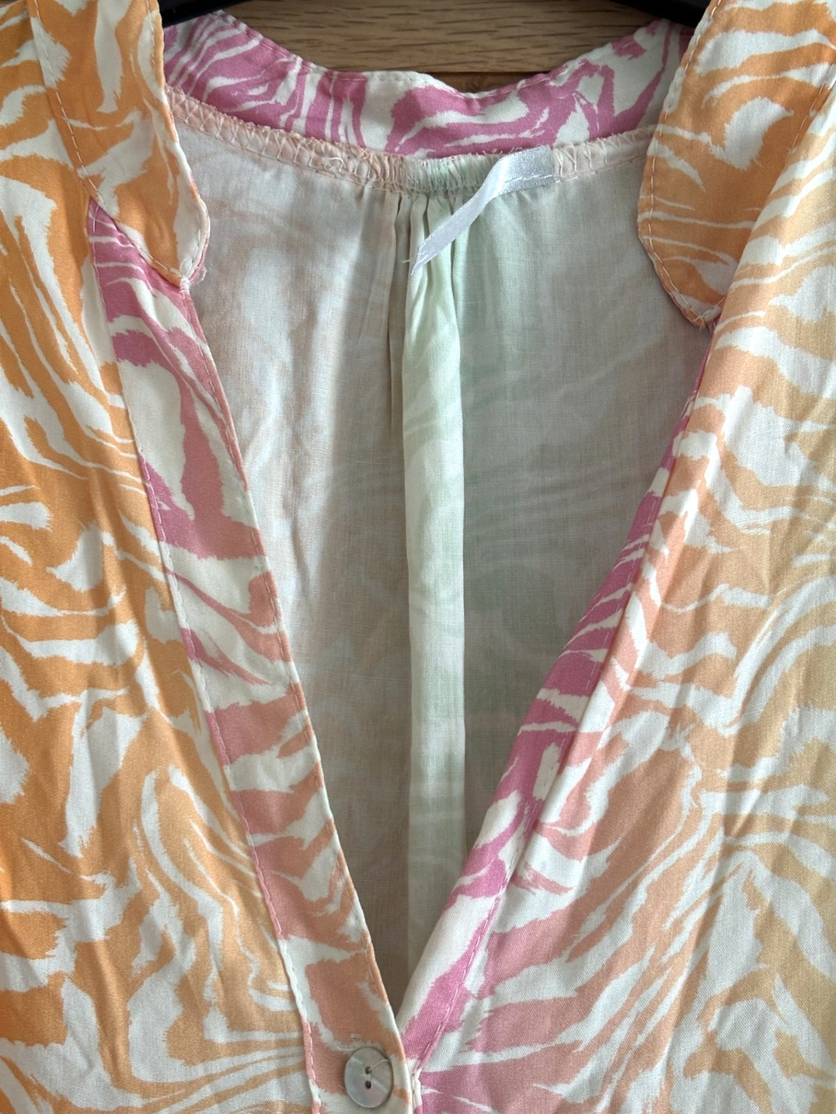 Made in Italy White, Orange, Pink & Green Print Short Smock Dress, approx 14-16