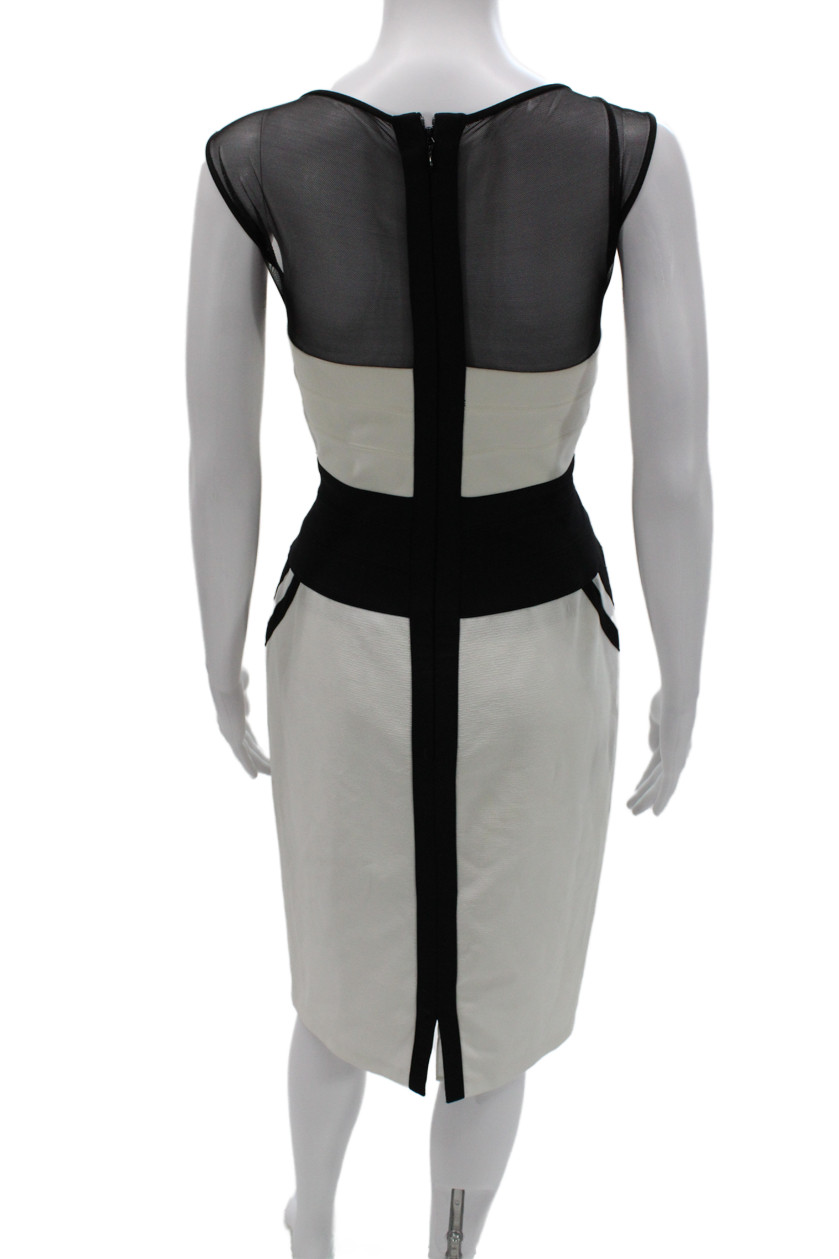 BCBGMAXAZRIA Womens Bodycon Sheath Dress Black Sleeveless Midi Size 12