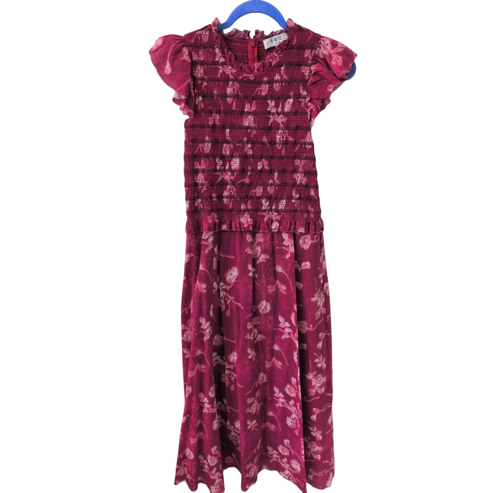Sea New York Merlot Monet Smocked Dress size 8