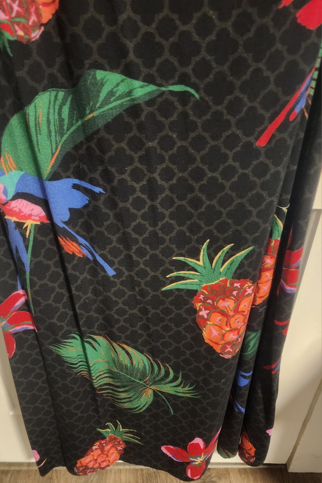 Soft Surroundings Tall Large Wrap Maxi Dress Black Tropical Floral Parrot