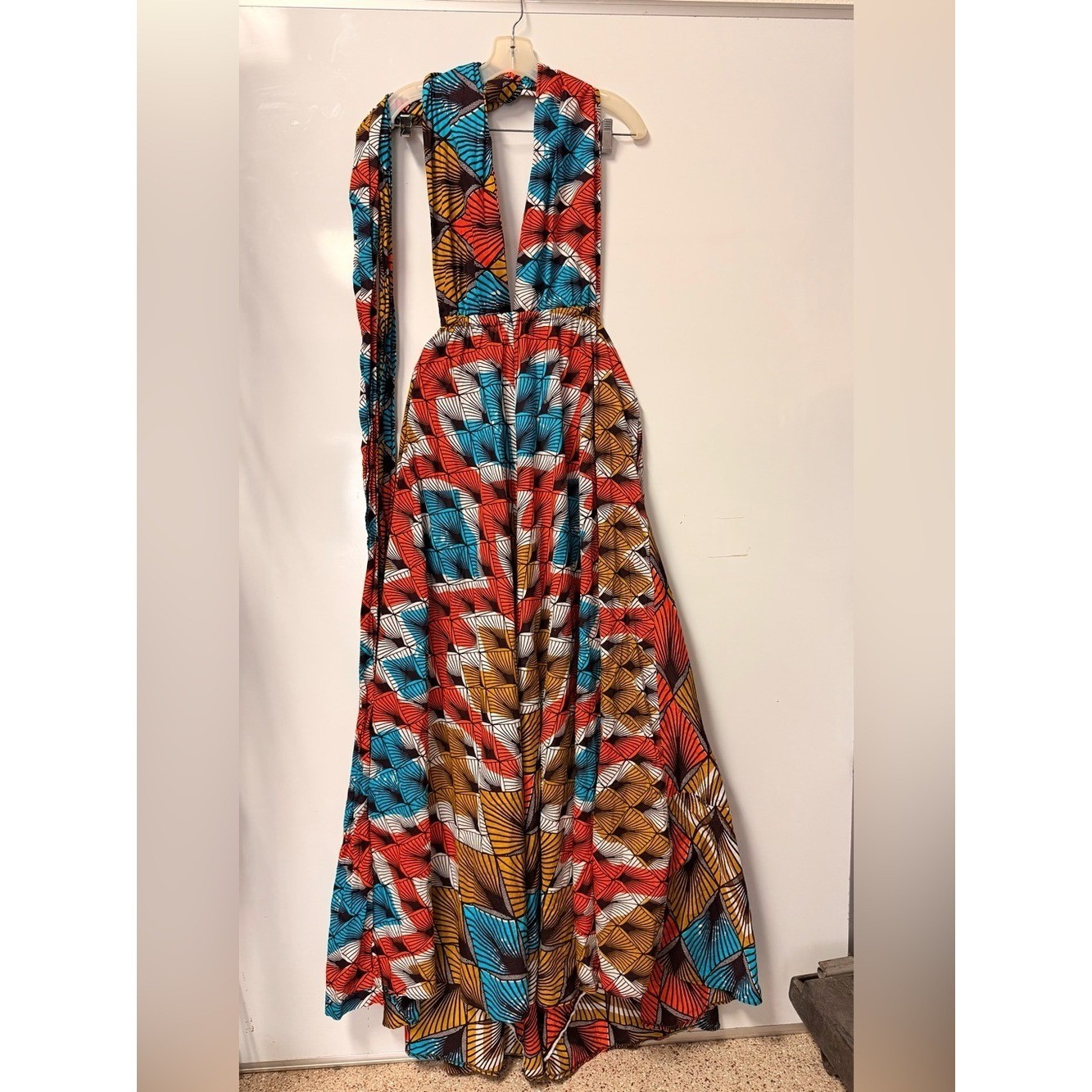 Afrodesiac wold Wide Tropical Halter Maxi Dress Multiple Wear Elastic Band Waist