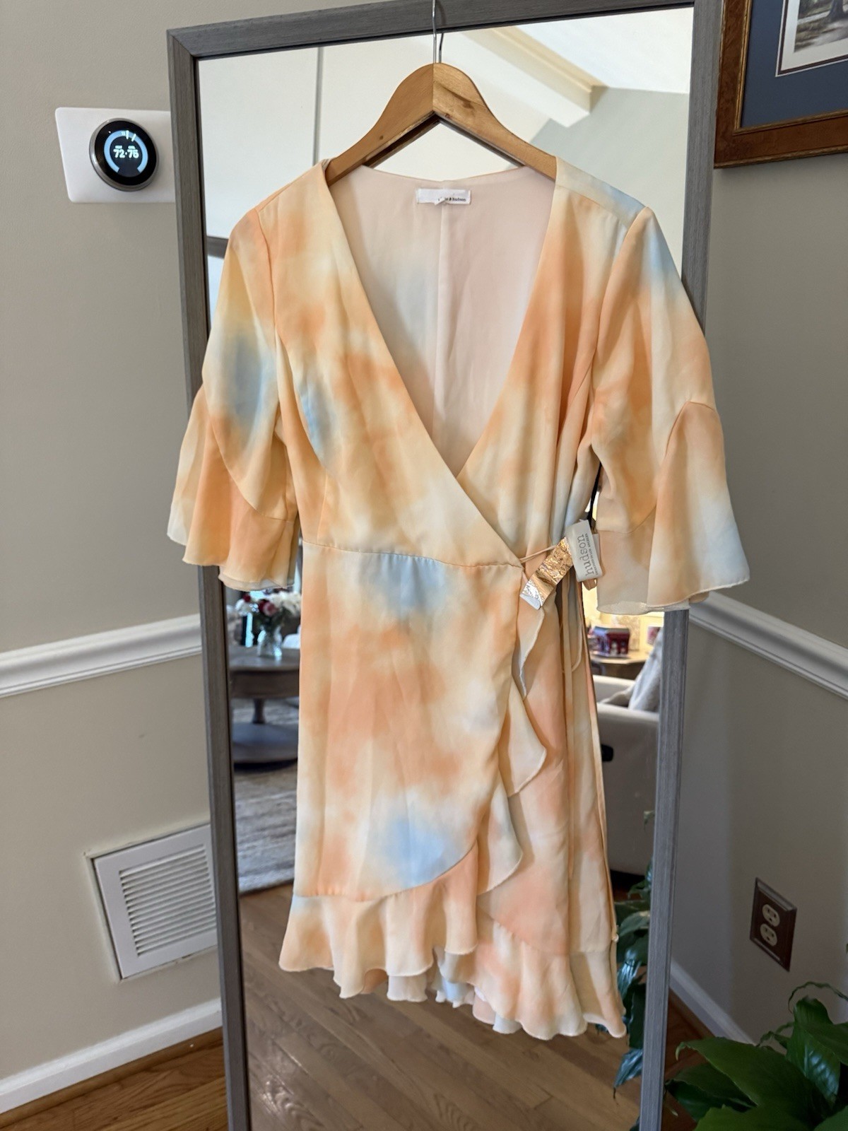 June and Hudson white and yellow stripe wrap dress size 1
