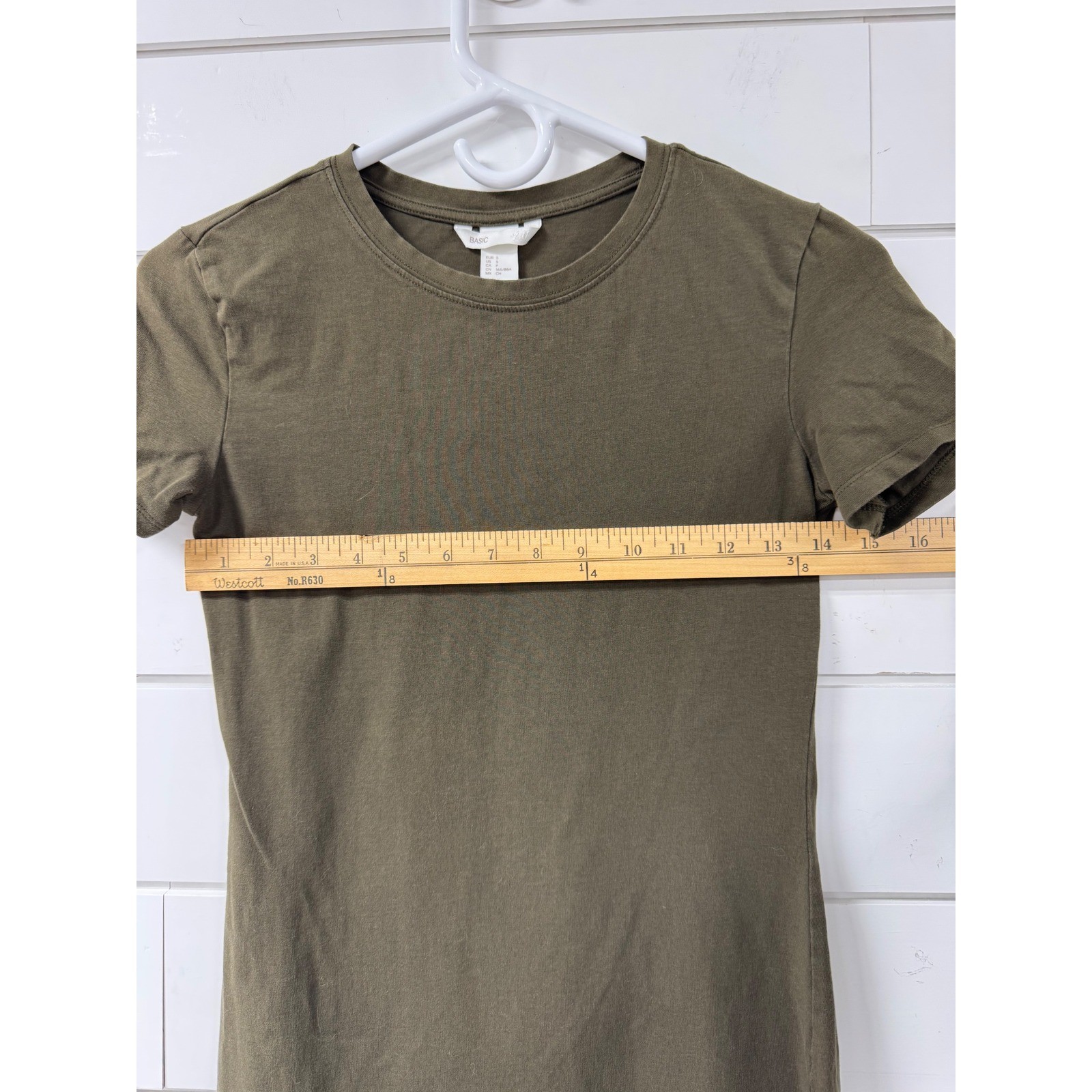 HM Basic Womens Olive Green Short Sleeve Crew Neck Bodycon T-Shirt Dress Small