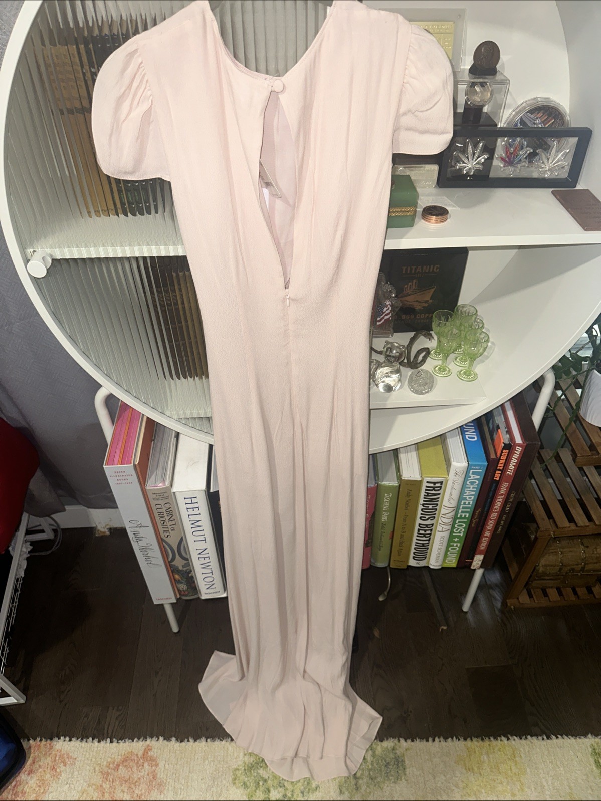 Free People NWT Light Rose Pink Long Dress With Slit And Button Details