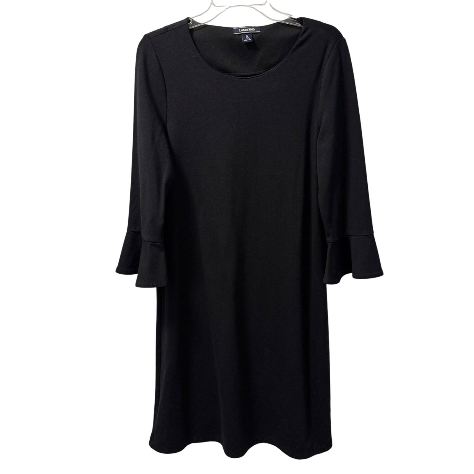 Lands End Black Dress With Bell Sleeves Rayon Blend Dress Size Small Dress