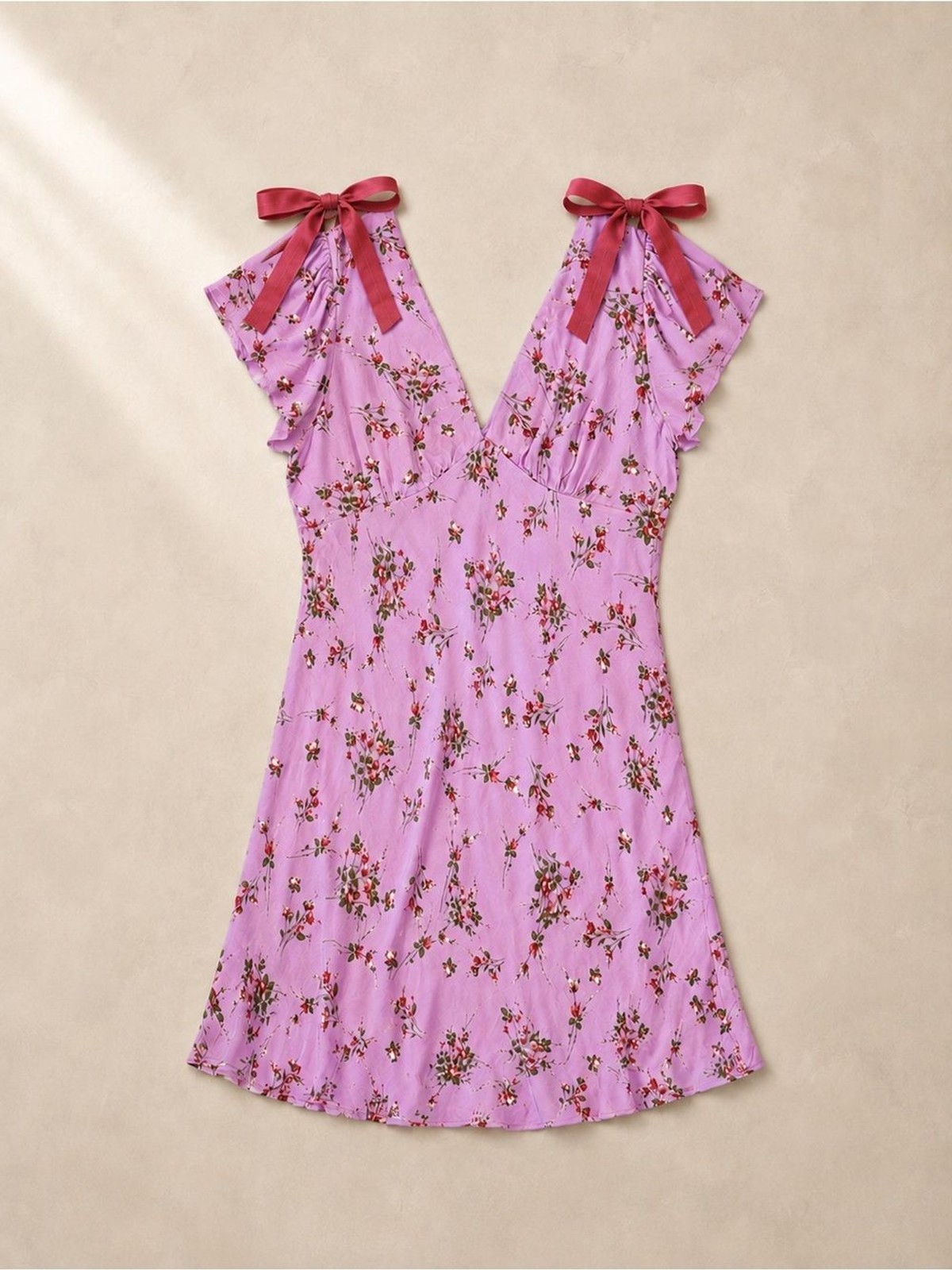 Pink Floral Cottagecore Mini Dress XL Tie Shoulder Coquette Sundress Wild Fable