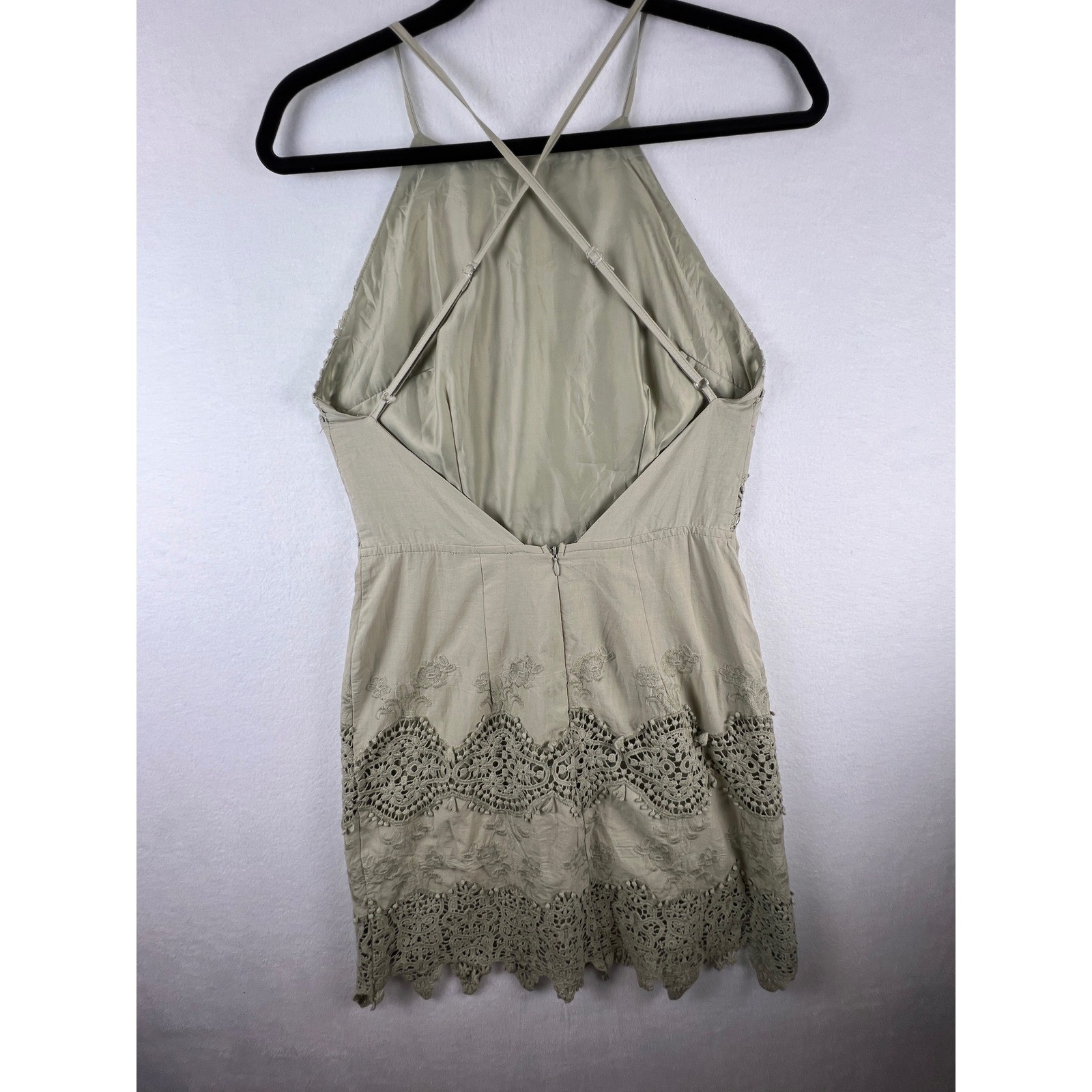 Altar’d State Sage Green Crochet Lace Mini Dress Boho Festival Cottagecore