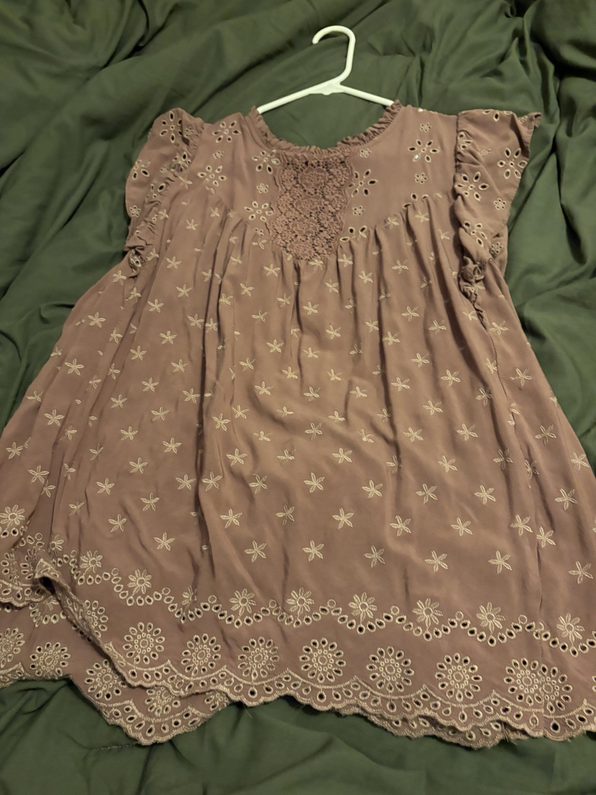 Torrid Purple Cotton Eyelet Crochet Top Flutter Sleeve Plus Size 2