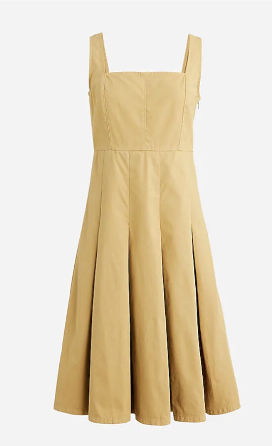 J.CREW NWT Pleated dress Chino A Line Knee Length Honey Brown Size 6 MSRP$148