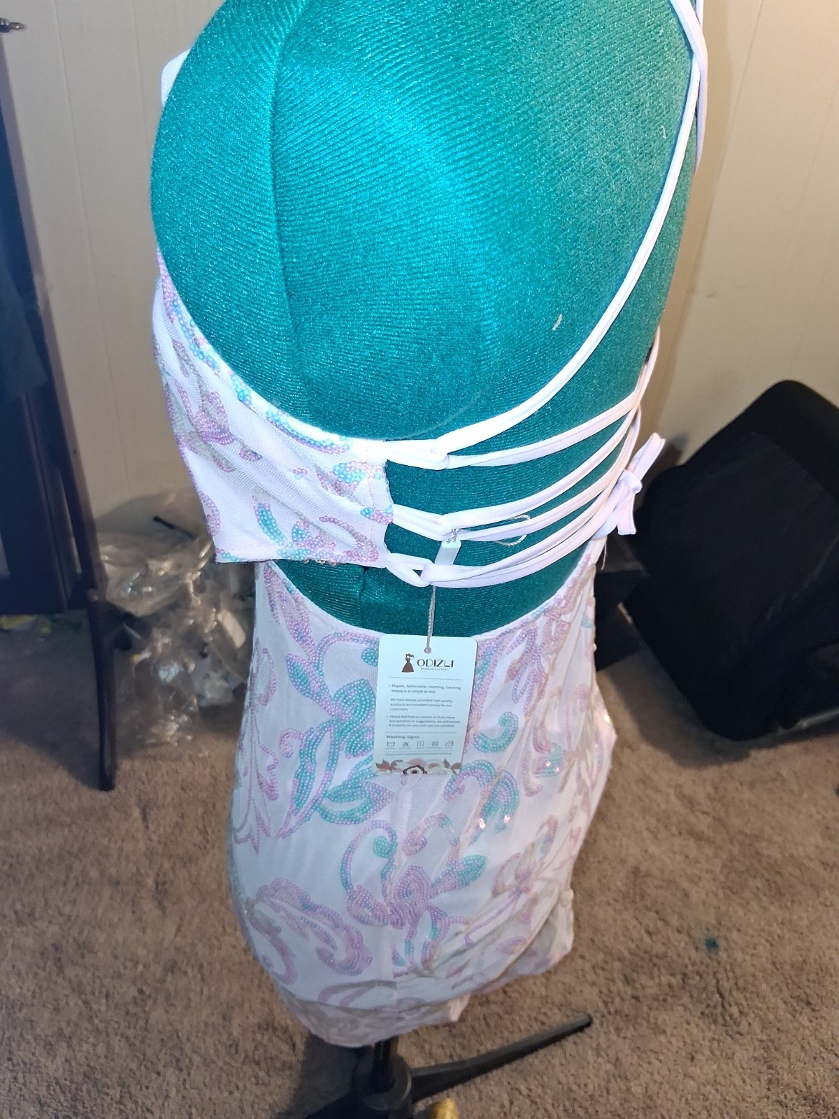 NWT Pink Sequin Formal TIE BACK Dress