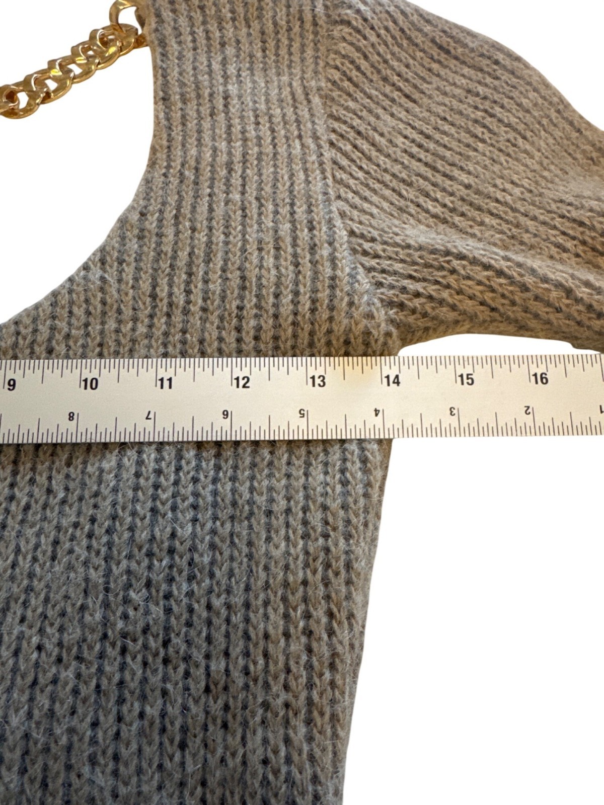 Y2K Sky Open Back Sweater Dress M Chain Detail Alpaca Blend Ribbed Knit USA Made