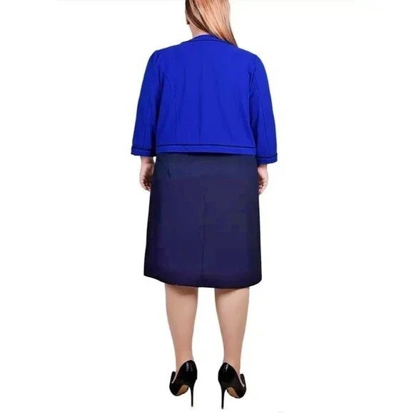 NY Collection Women’s Plus Size 3/4 Sleeve 2 Piece Dress in Royal Blue, Size 20W