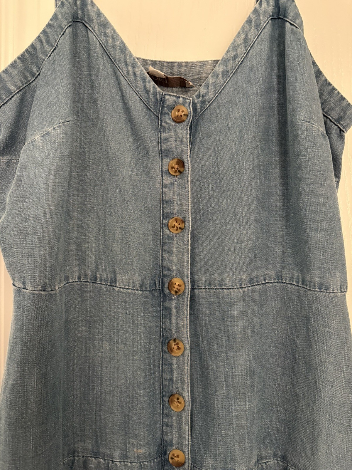 LOFT Soft DenimLinen Modal Blend Button-down Maxi Tiered Ruffle Dress Sleeveless