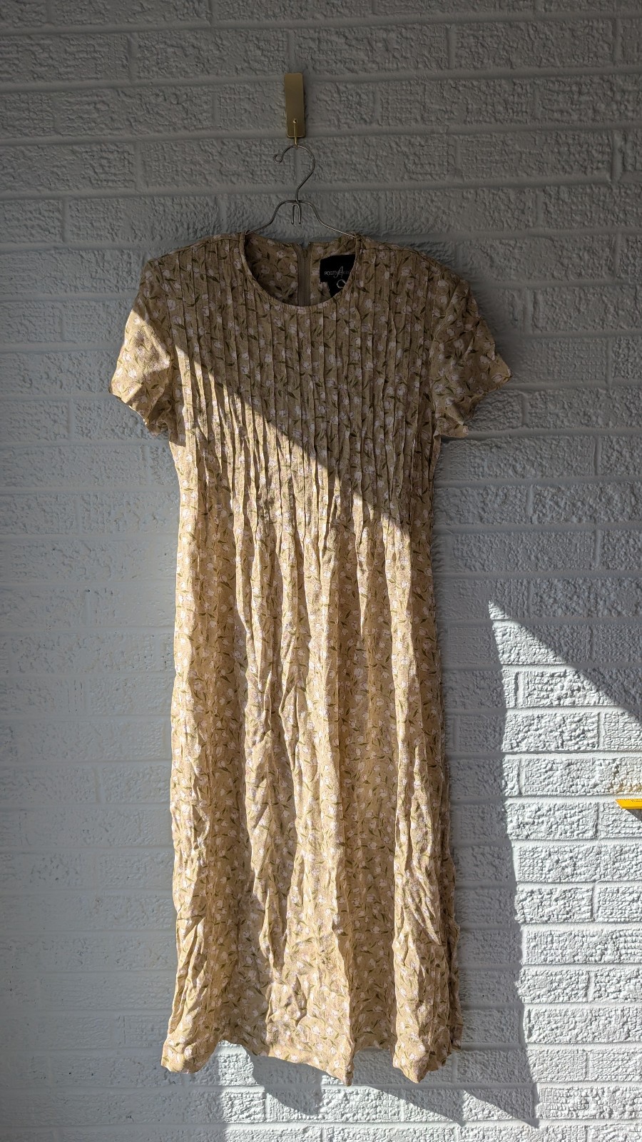 Vintage Positive Attitude Cottage Sage Green floral long dress size 10