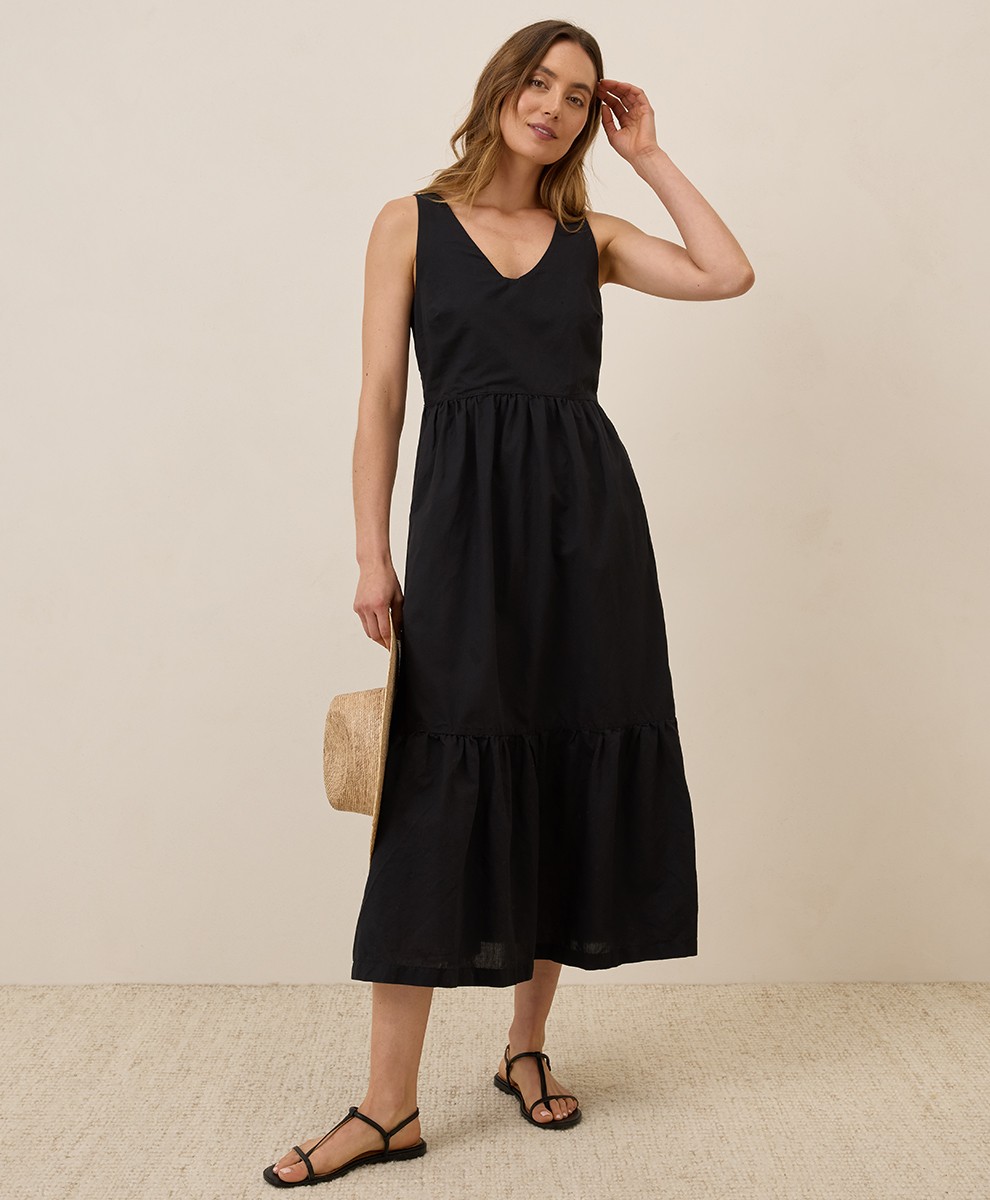 Pact Women’s Canopy Linen Blend Easy Tank Dress Black Size 3X-Large