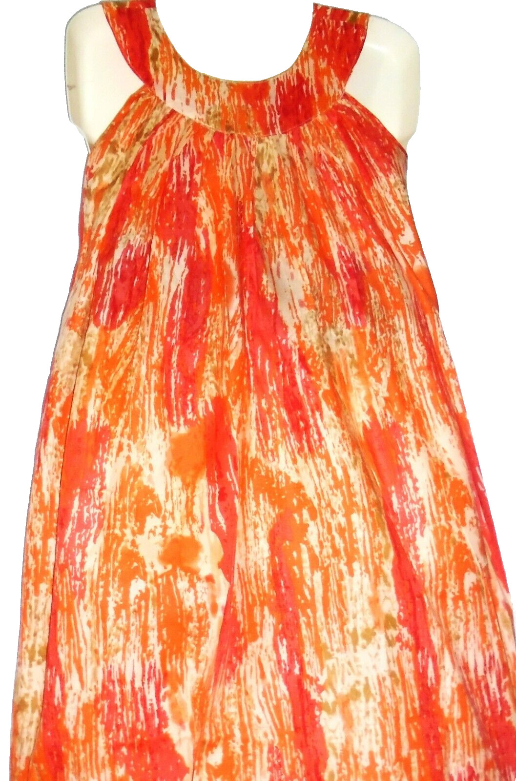 Advance Sundress Mumu Sleeveless V Neck Tie Dye Free Size Fits 1X 2X Red Orange