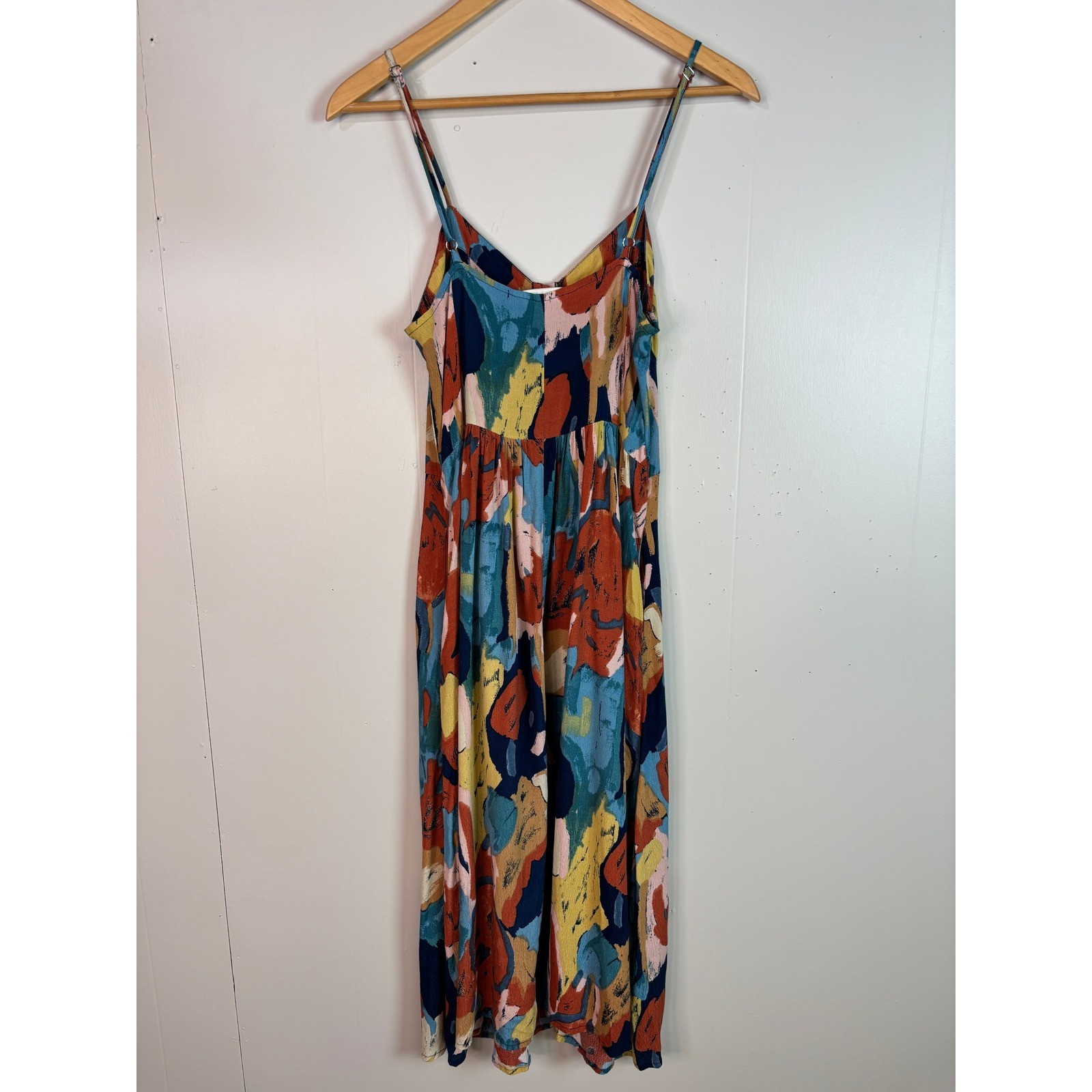 Rolla’s Midi Dress Medium Multicolor Abstract Watercolor Button Front Women