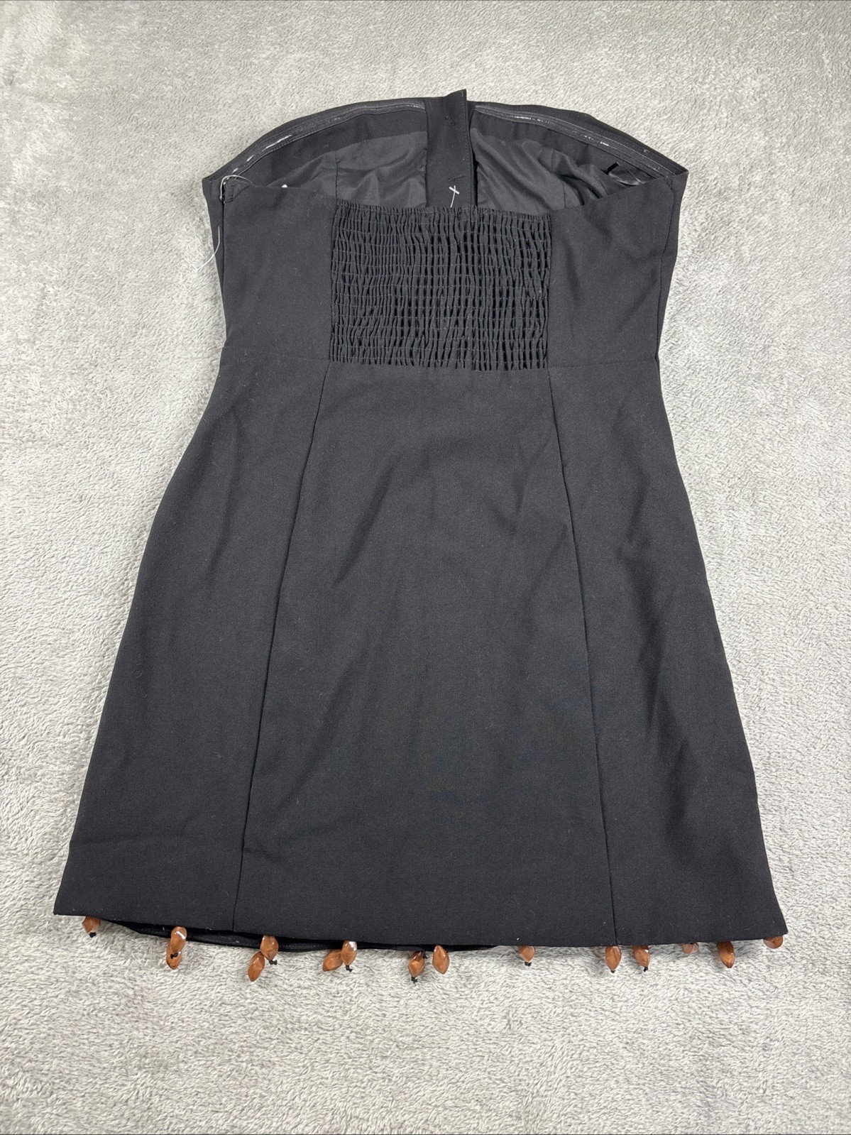 NWT FORE Women’s Button Top Strapless Bead Fringe Bottom Mini Dress Black Size M