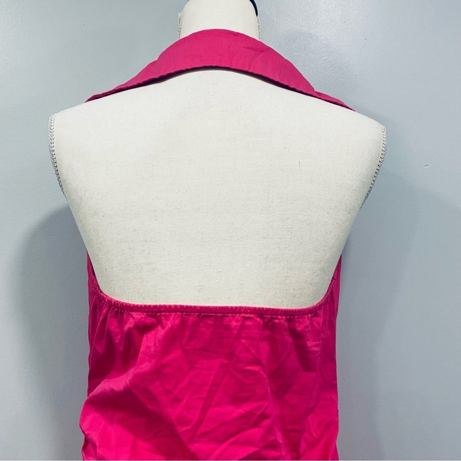HERS & MINE S Hot Pink Halter Tie Front Mini Dress Romantic Coquette Barbiecore