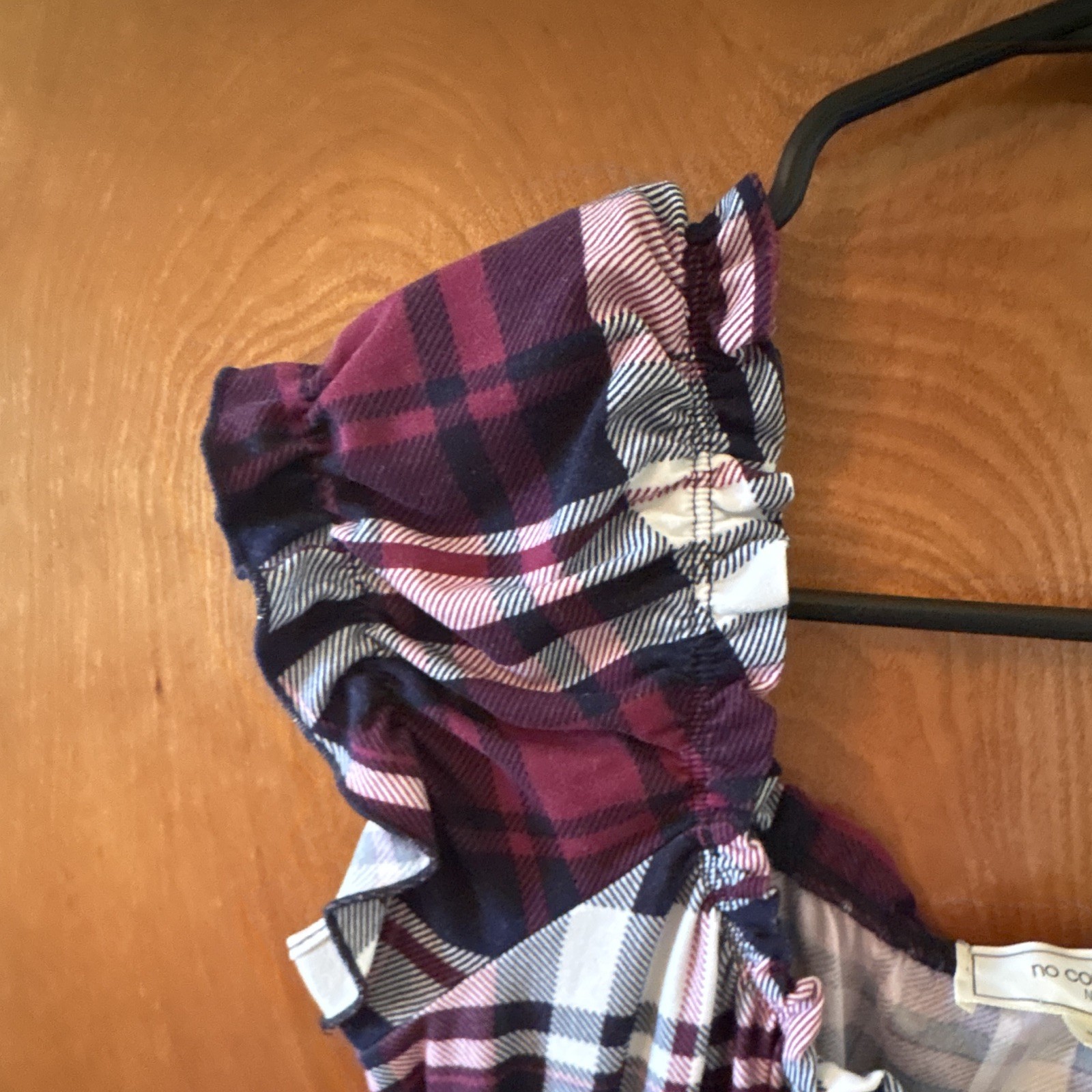 no comment NY-LA L Purple/White/Black Plaid Square Neck Puff Sleeve Mini Dress