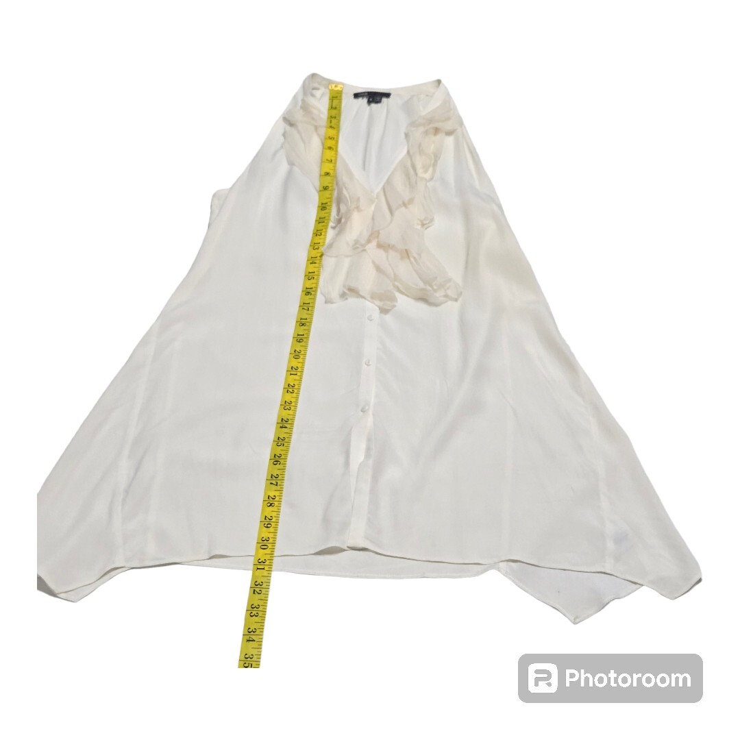 Vince Ivory Silk Blend Ruffled Button Down Tank Top Size SMALL