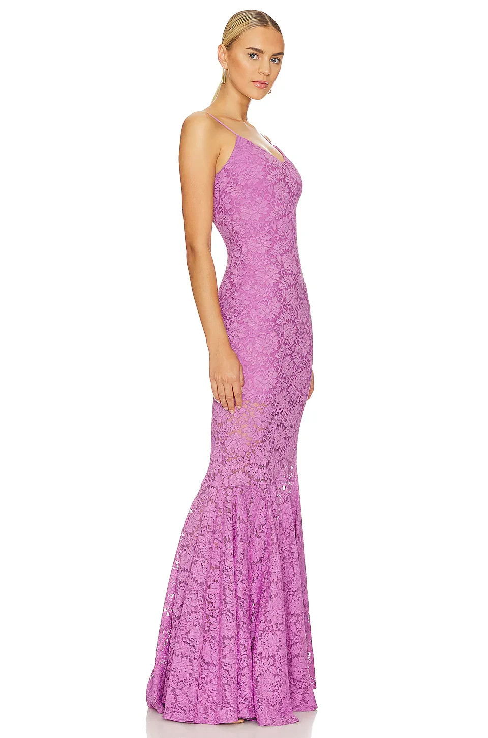 CAROLINE CONSTAS Morgana Gown in Purple Lace Long Party S NWT $595
