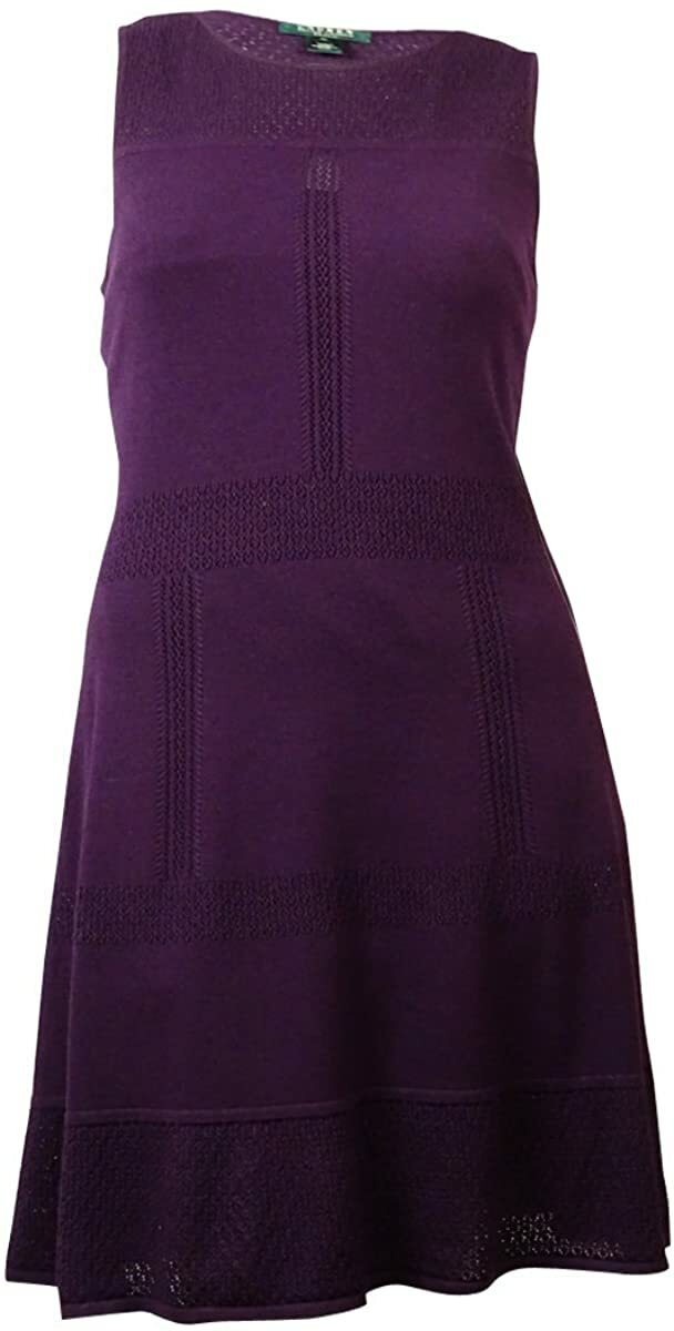 Ralph Lauren Women’s Pointelle Knit A-Line Dress (Purple) Retail $169 NEW w TAGS