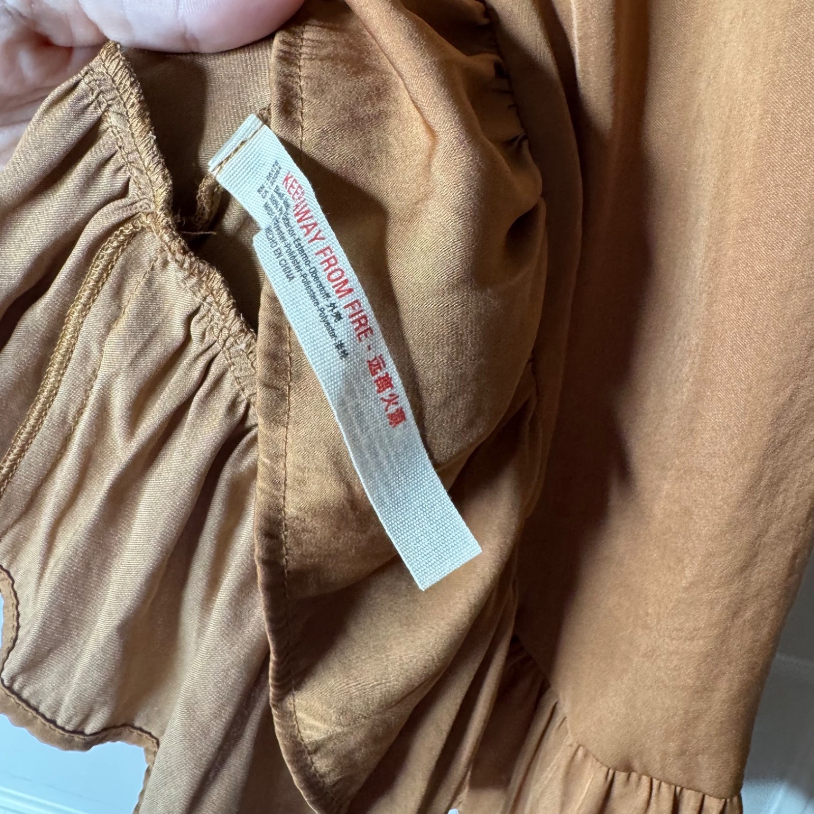 Free People All My Love Shine Mini Wrap Slip Dress Size Large Tan Brown NWT