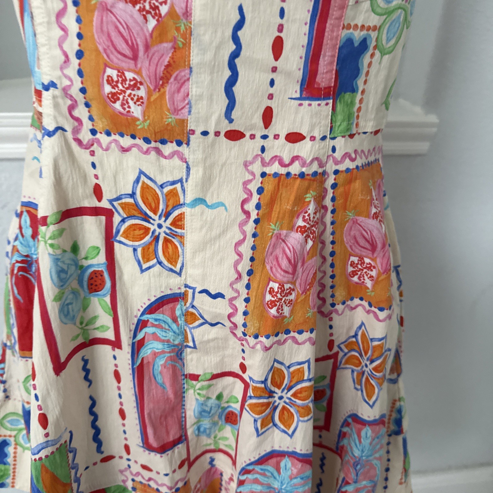 Avec Les Filles Mini Dress Womens 8 Boho Whimsical Festival Art Tropical Coastal