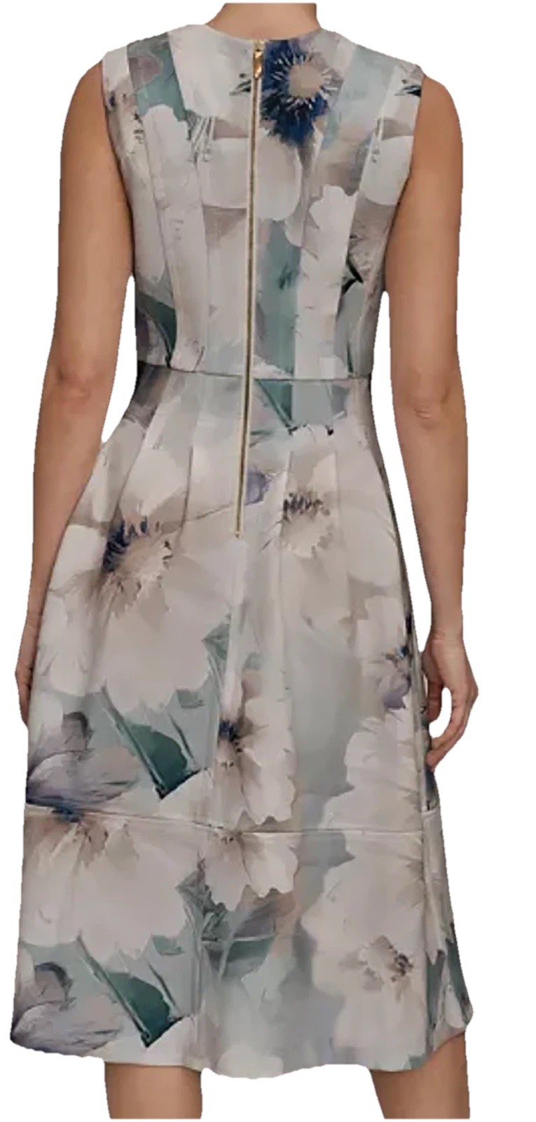 NWT Gorgeous Donna Karan NY Sleeveless Watercolor Midi Dress, Laurel, 8, $169