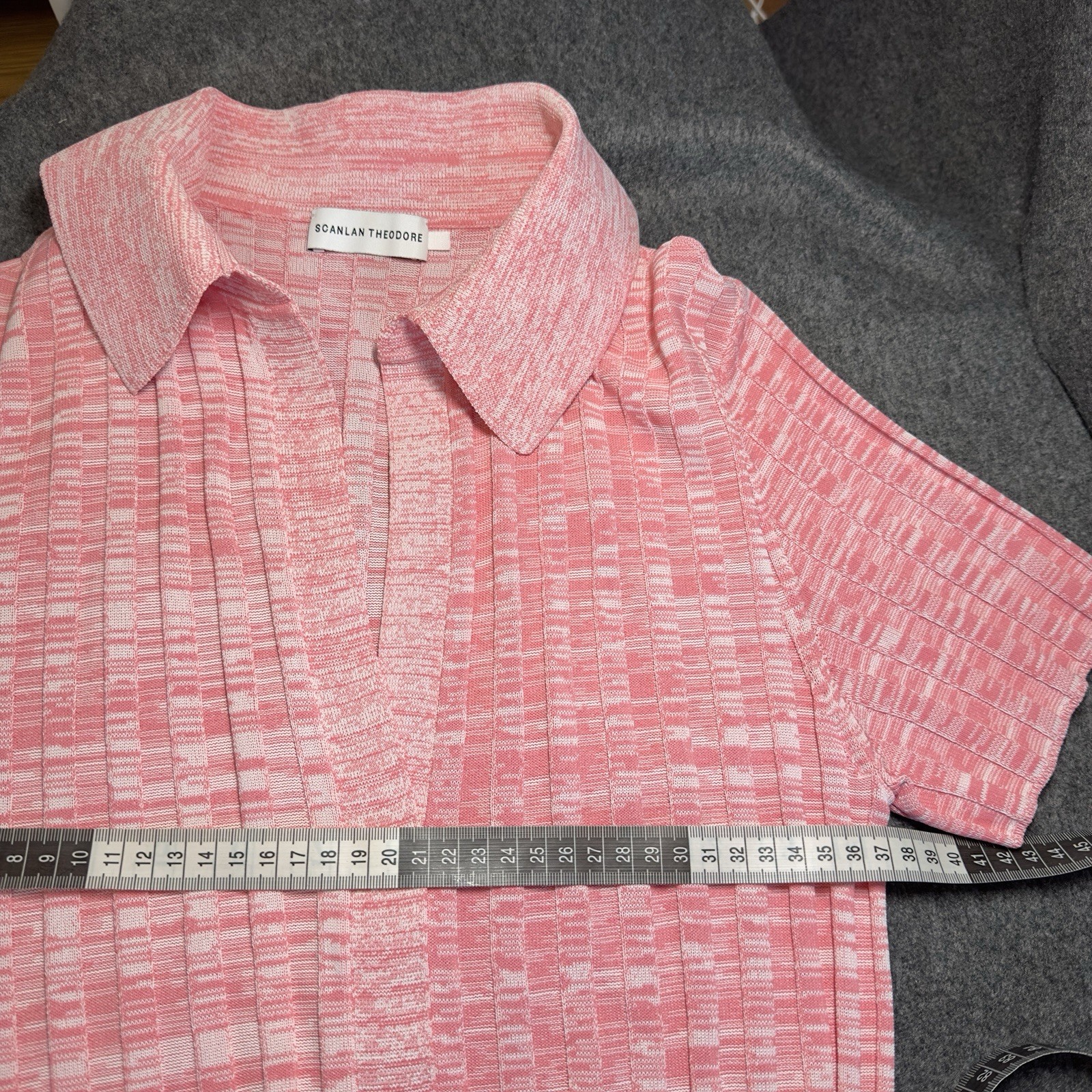 Scanlan Theodore Pleated Rib Placket Dress Pink Pastel VGC RRP$900 Size M