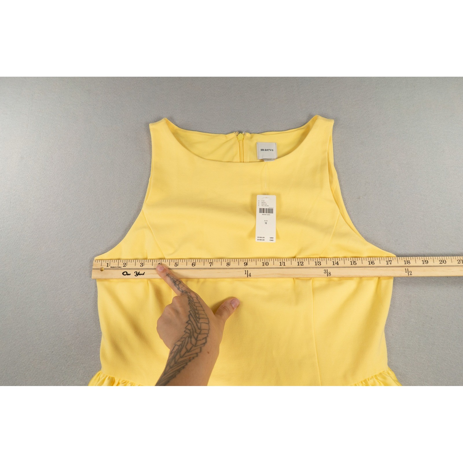 Maeve Anthropologie Yellow Bubble Hem Sleeveless Mini Dress Size M NWT