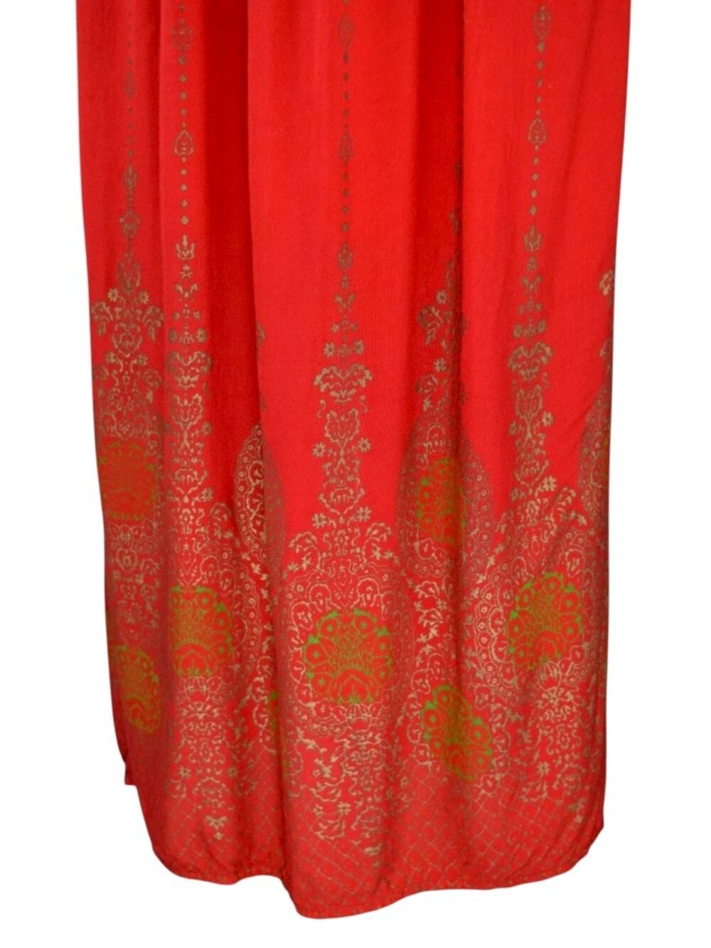 LAPOGEE Tribal Print Red Gold Bohemian V-Neck Maxi Dress Size Large