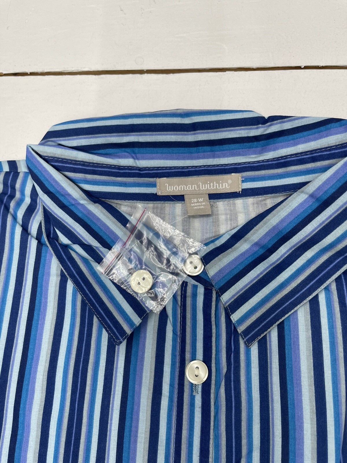 Woman Within Blue Stripe Button Down Dress Women’s Size 28W