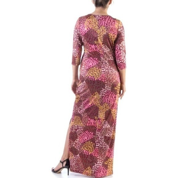 24/7 Boho Animal Print Patchwork Bodycon Maxi Dress Size M NWT Faux Wrap Fitted