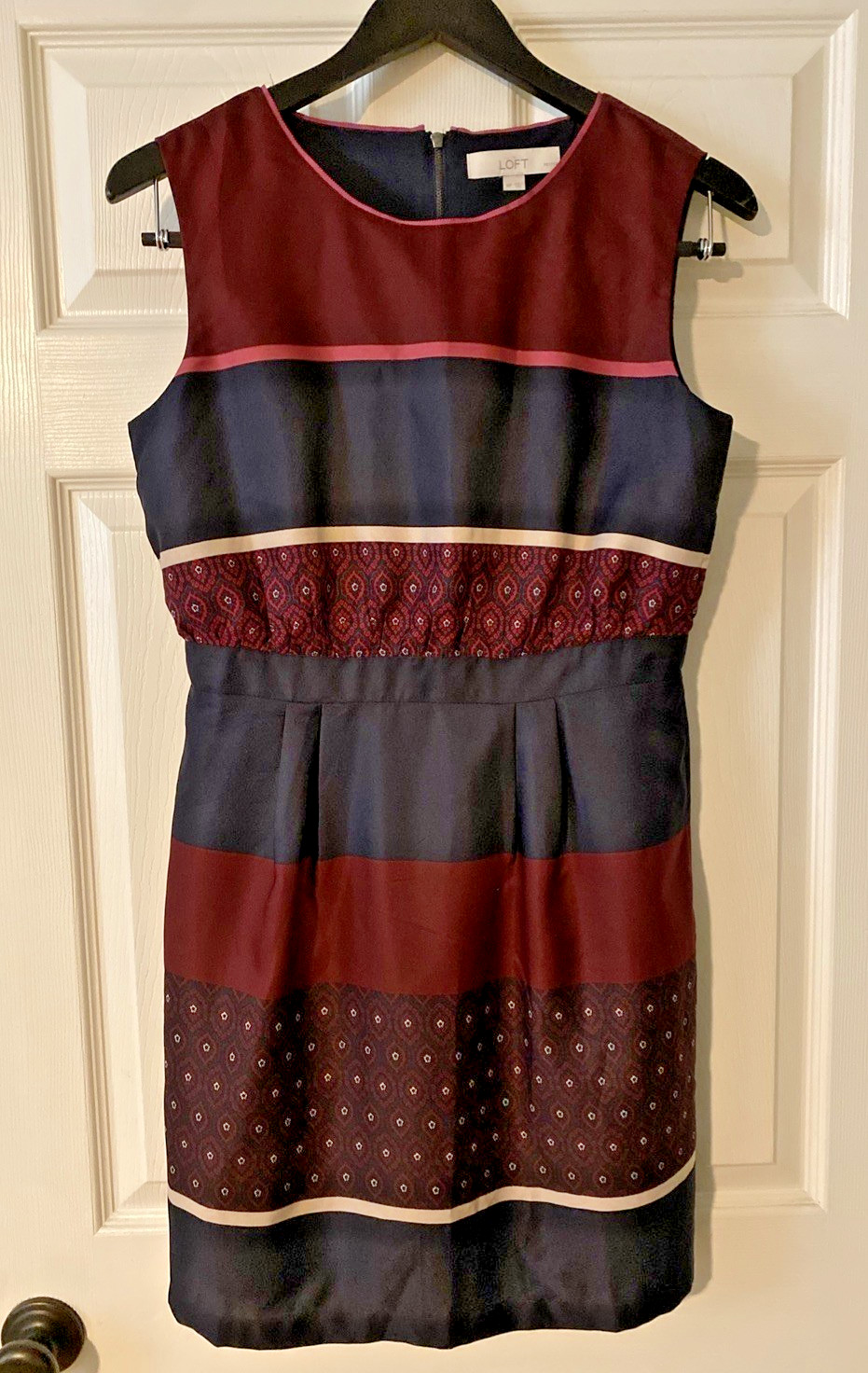 Ann Taylor Loft Sheath/Shift Sleeveless Dress 6 Petite Lined Geometric