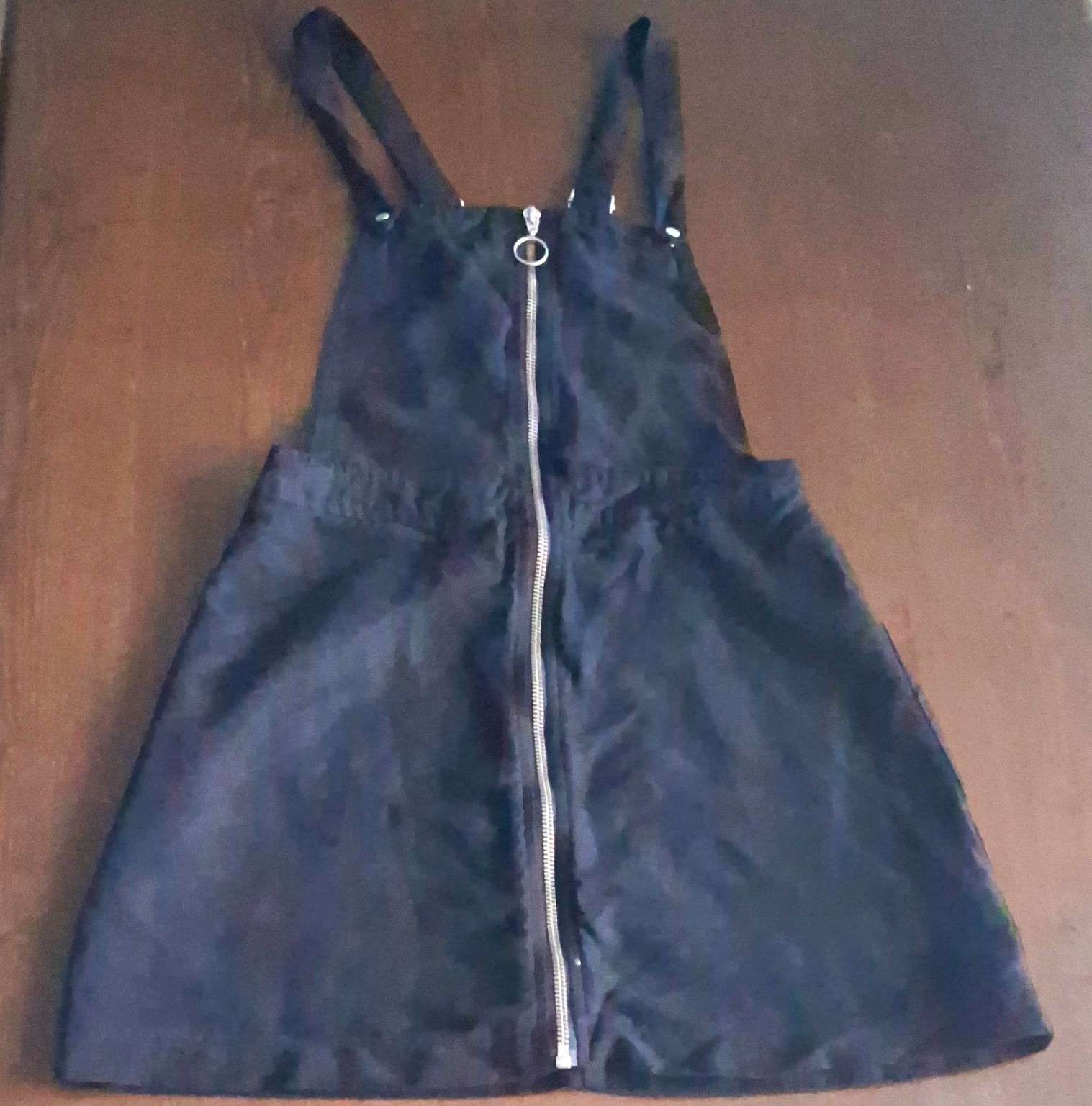 Divided by H&M Black Satin Mini Dress Zip Front Adjustable Straps US 4