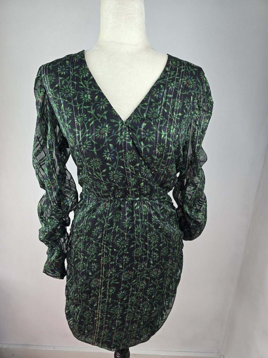 NWT! WALTER BAKER Large Women’s Green & Black Floral Dress Holiday