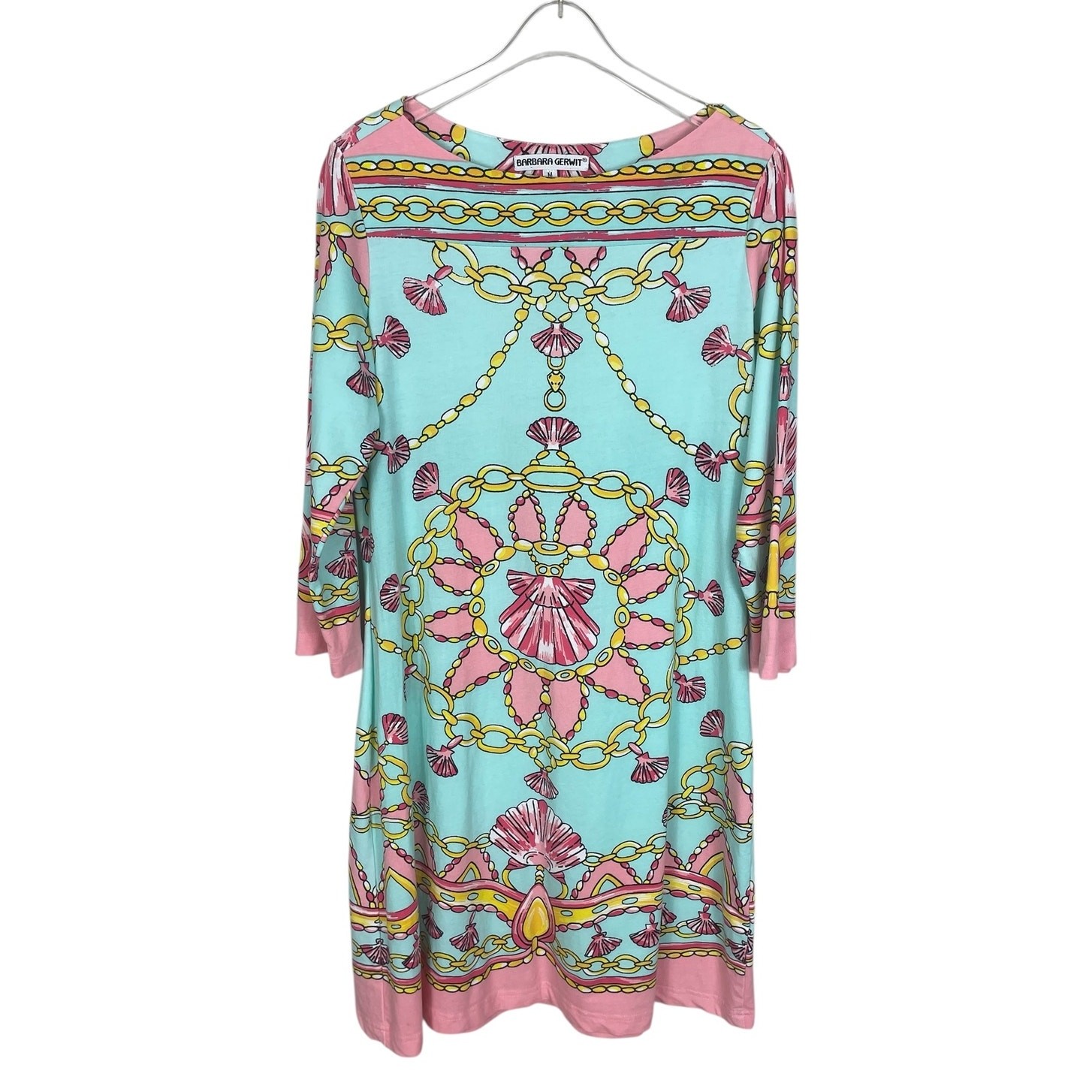 Barbara Gerwit Printed Dress Shells Chains Resort Wear Coastal Women’s Sz Medium