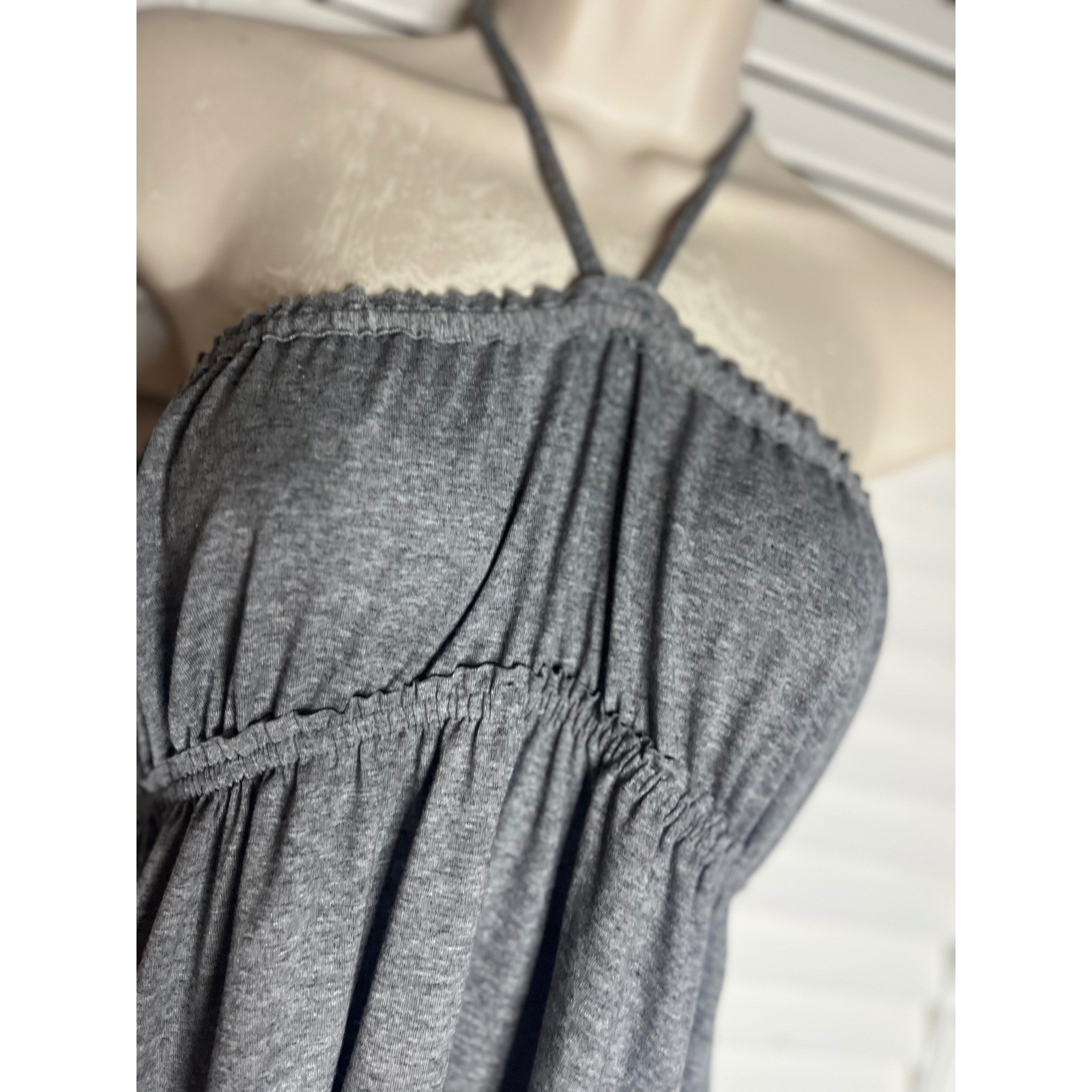 Vtg Y2K Juicy Couture Gray Ruffle Tiered Babydoll Halter Dress M