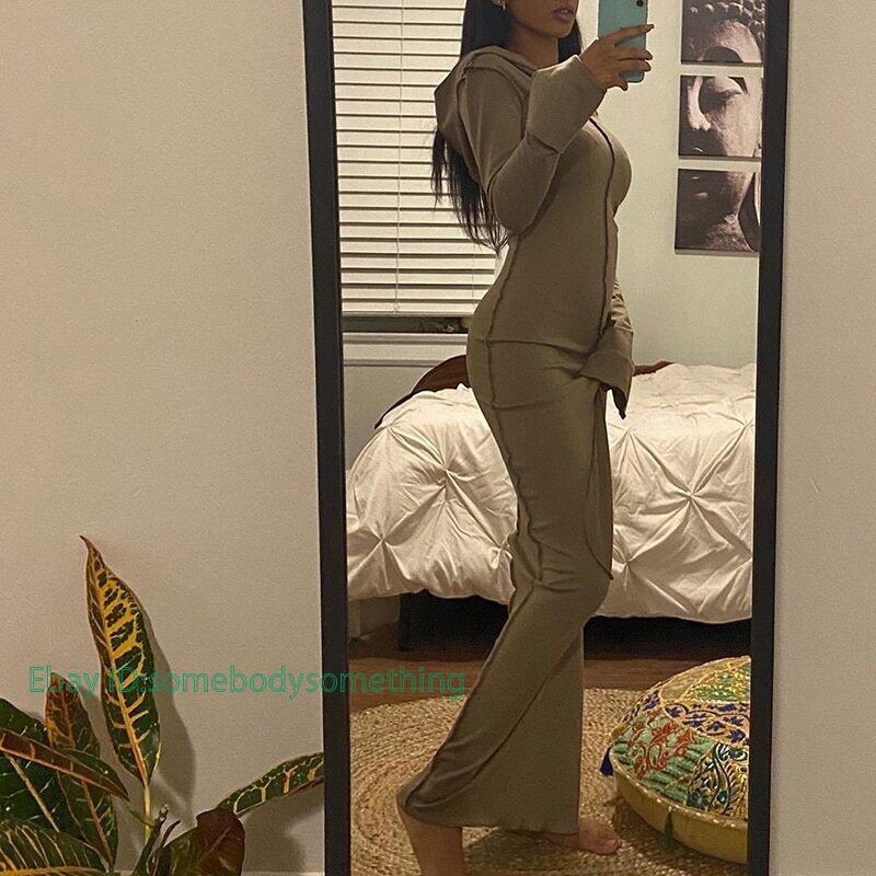 Long Sleeve Hooded Patchwork Skinny Maxi Dress Autumn Winter Women Fashion
