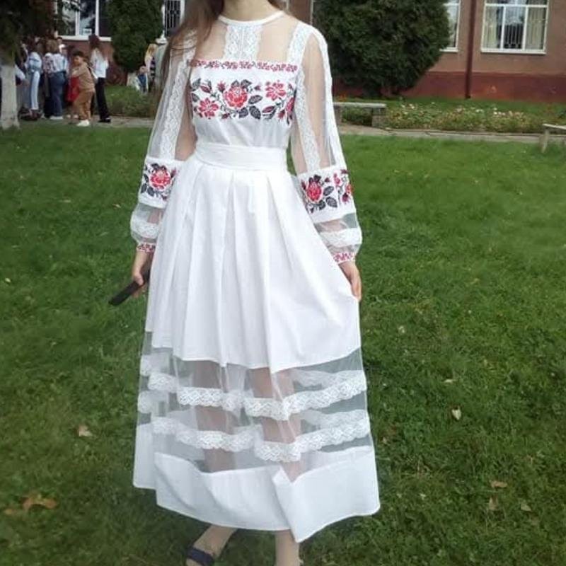 Women American Vintage Dress White Cotton M