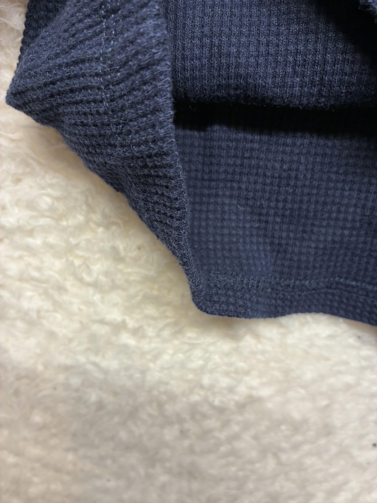 Eddie Bauer Dress Womens Medium Navy Waffle Knit Thermal Short Sleeve Casual