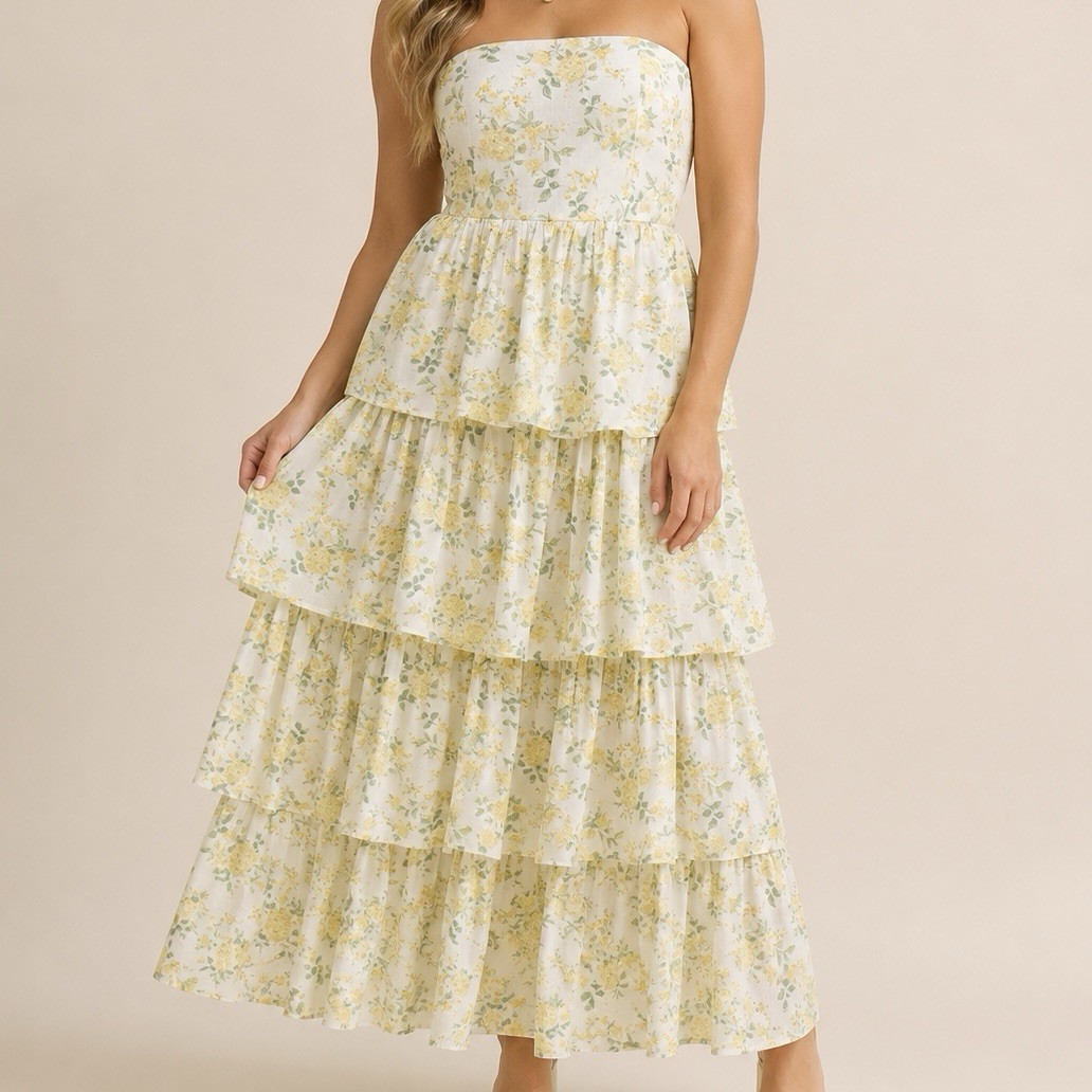 NEW Altar’d State Yellow and White Floral Maxi Dress Size 3XL NWT
